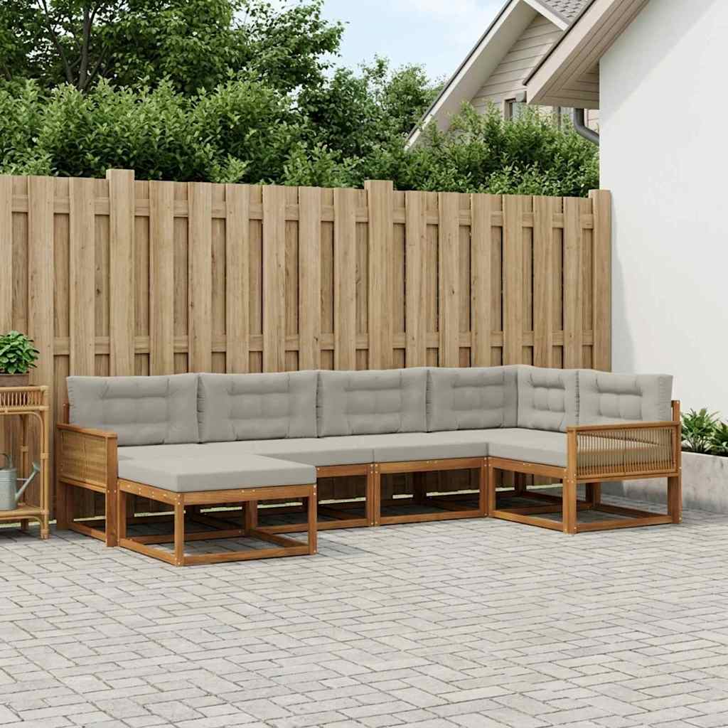 Outdoor-Sofagarnitur mit Kissen 6 pcs Natural and Light grey