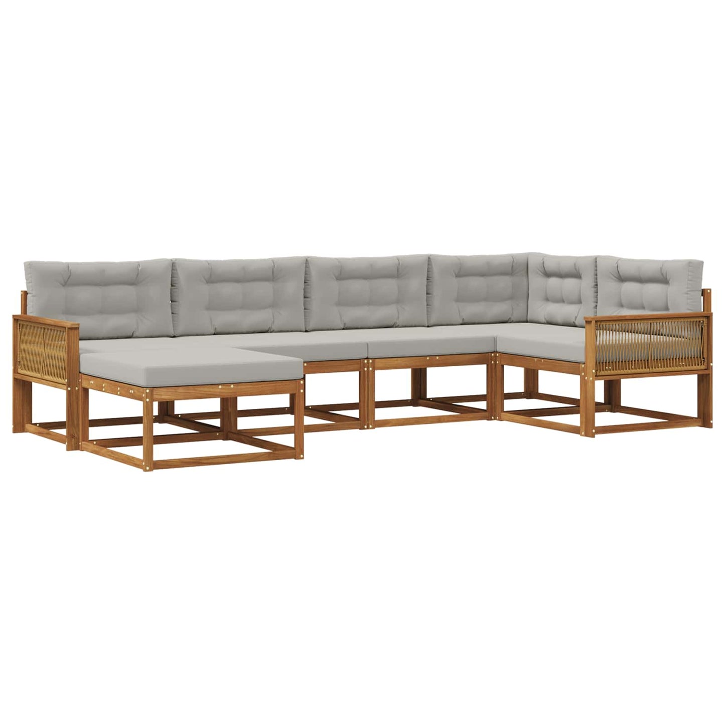 Outdoor-Sofagarnitur mit Kissen 6 pcs Natural and Light grey