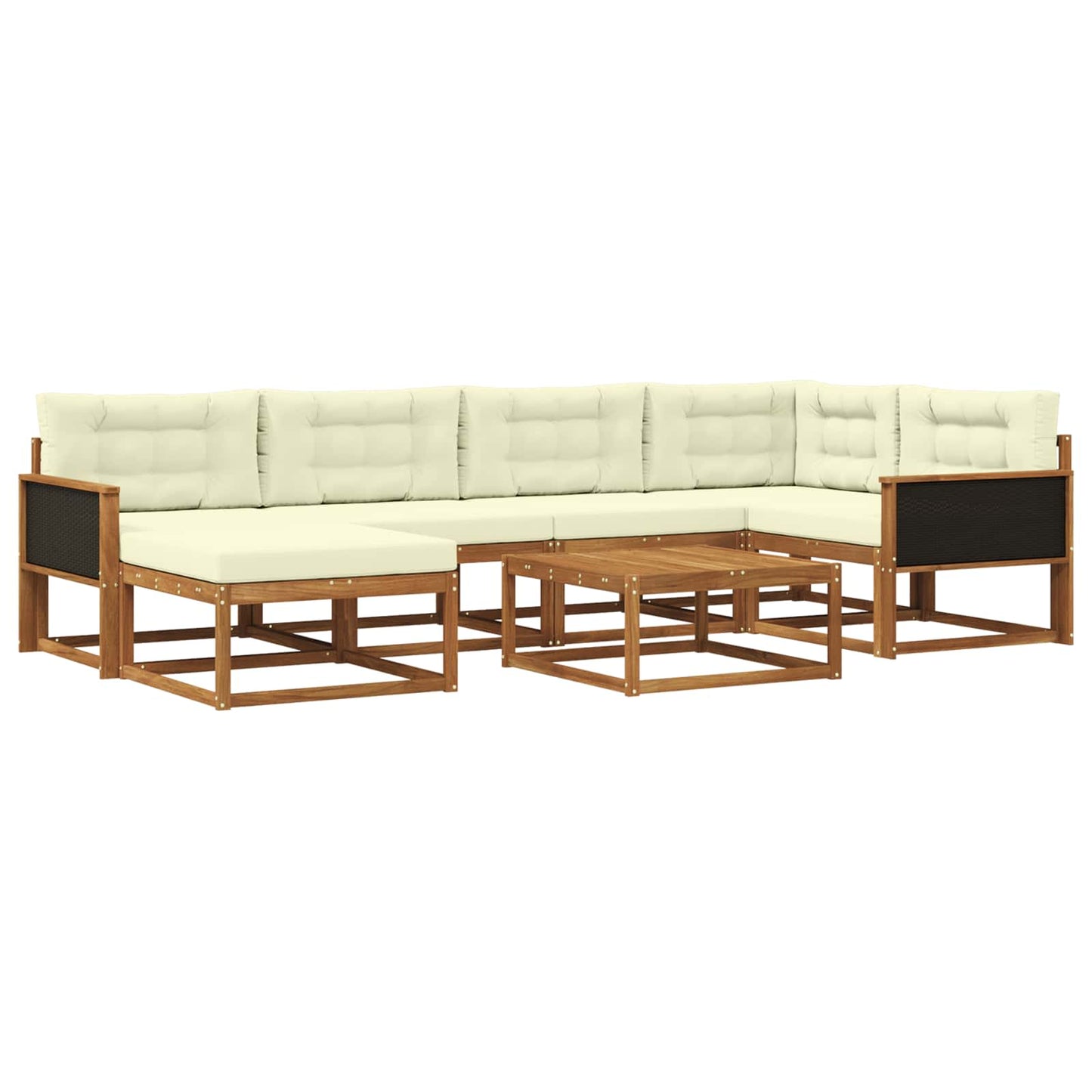 Outdoor-Sofagarnitur mit Kissen 7 pcs Natur und Creme