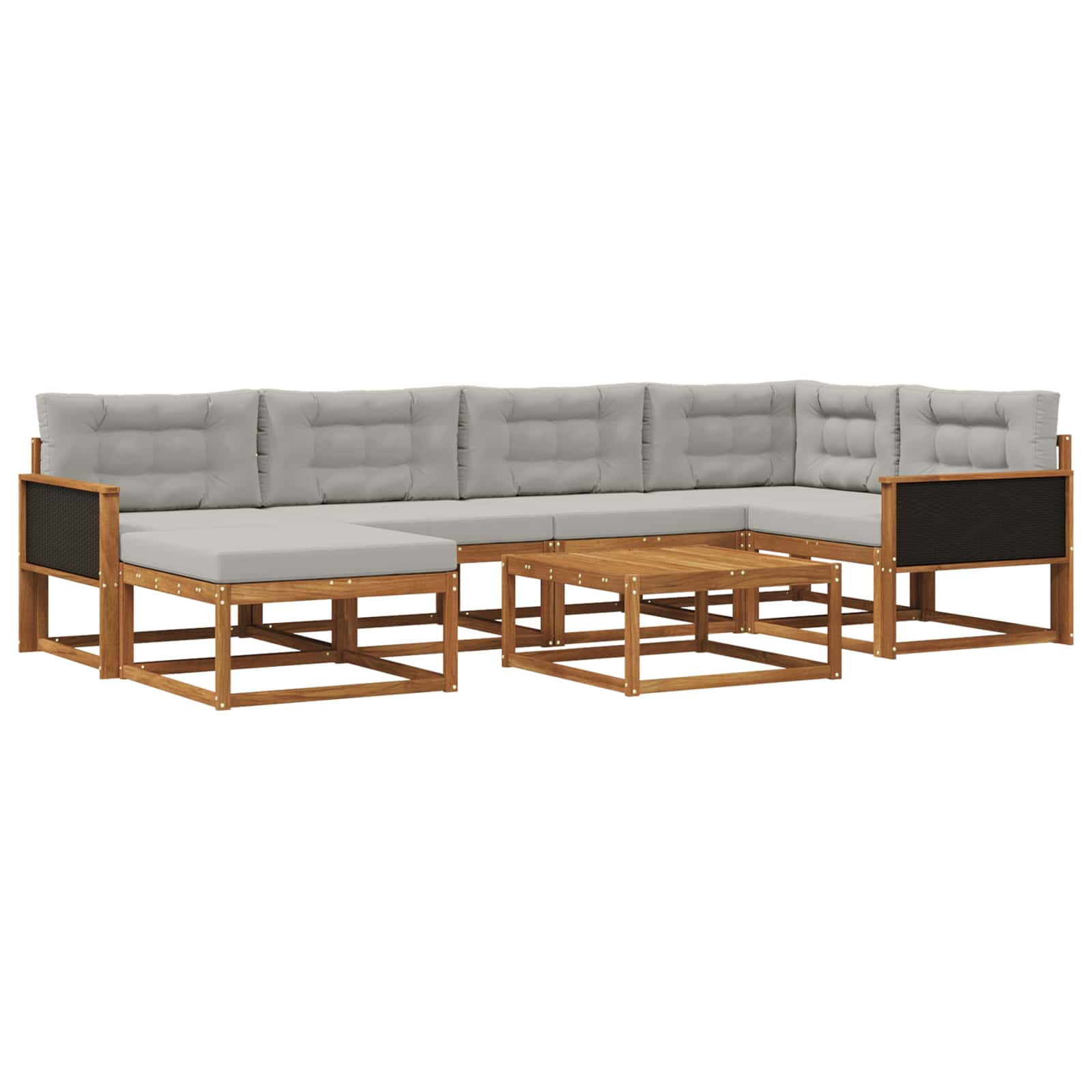Outdoor-Sofagarnitur mit Kissen 7 pcs Natürlich und Hellgrau
