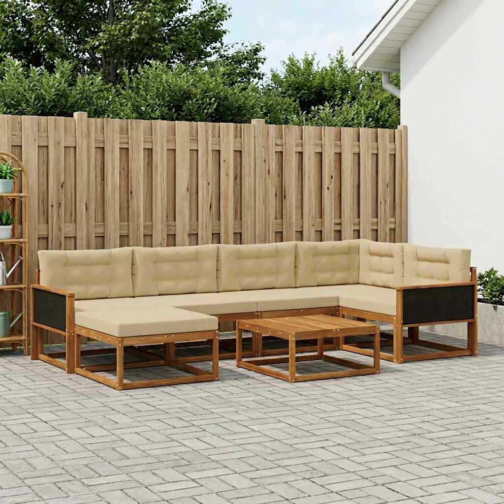 Outdoor-Sofagarnitur mit Kissen 7 pcs Natur und Beige