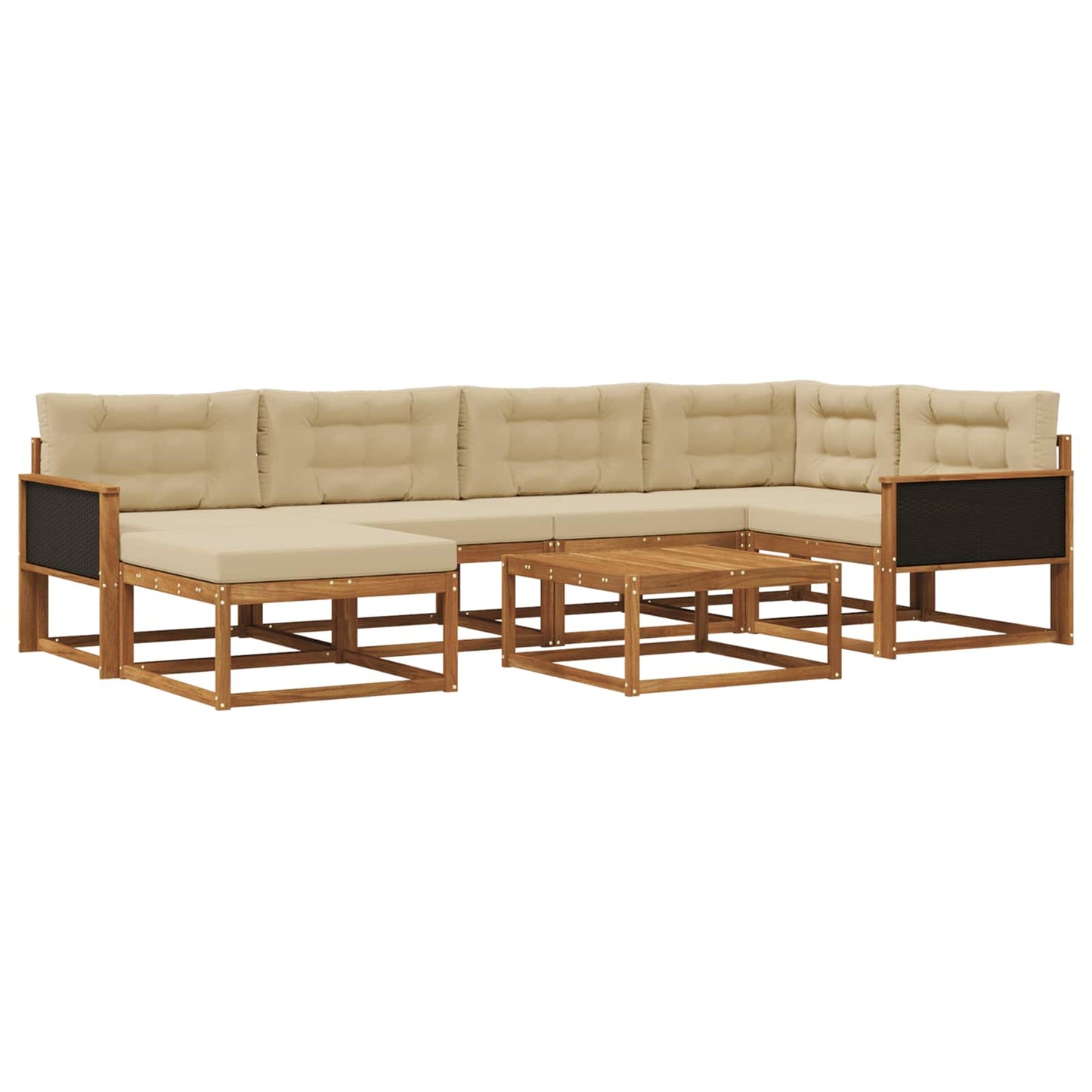 Outdoor-Sofagarnitur mit Kissen 7 pcs Natur und Beige
