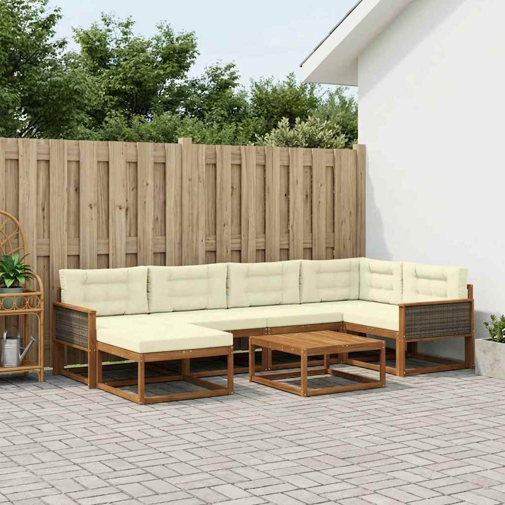Outdoor-Sofagarnitur mit Kissen 7 pcs Natur und Creme