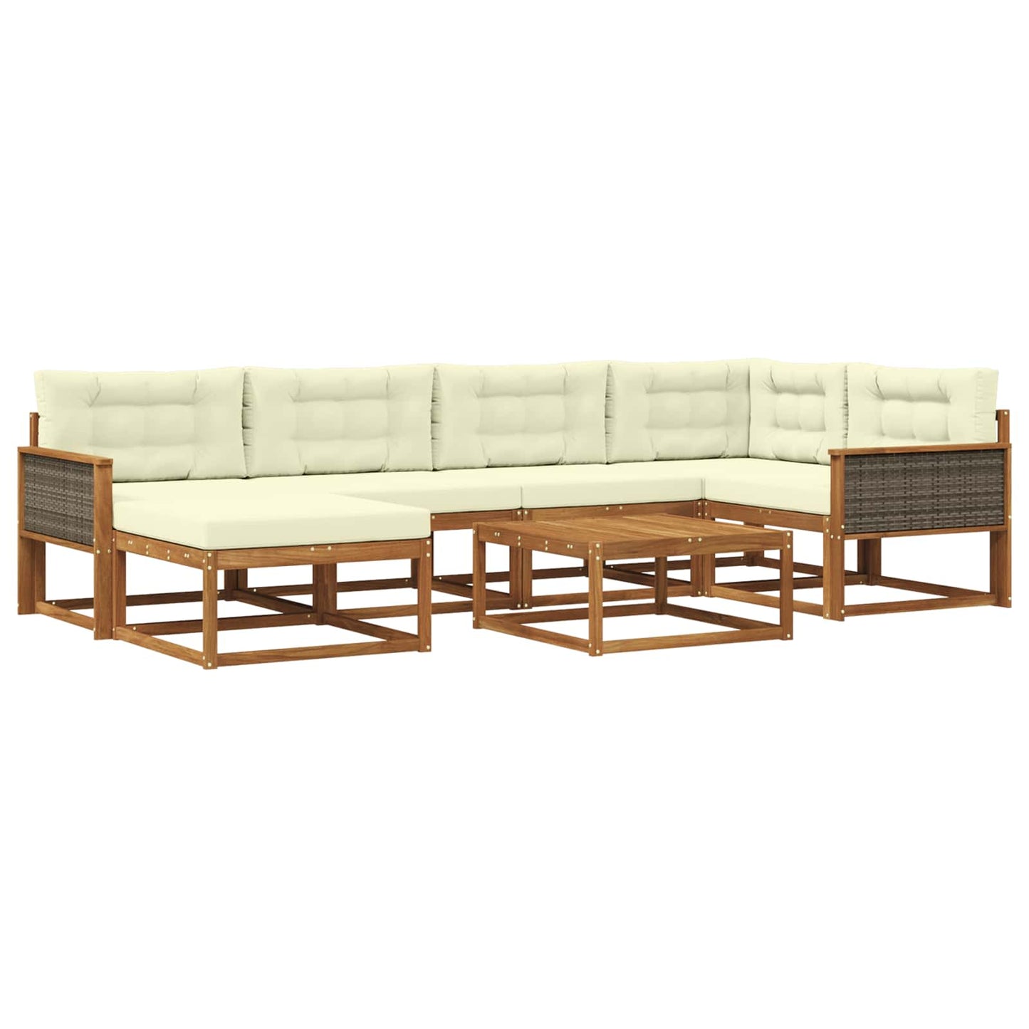 Outdoor-Sofagarnitur mit Kissen 7 pcs Natur und Creme