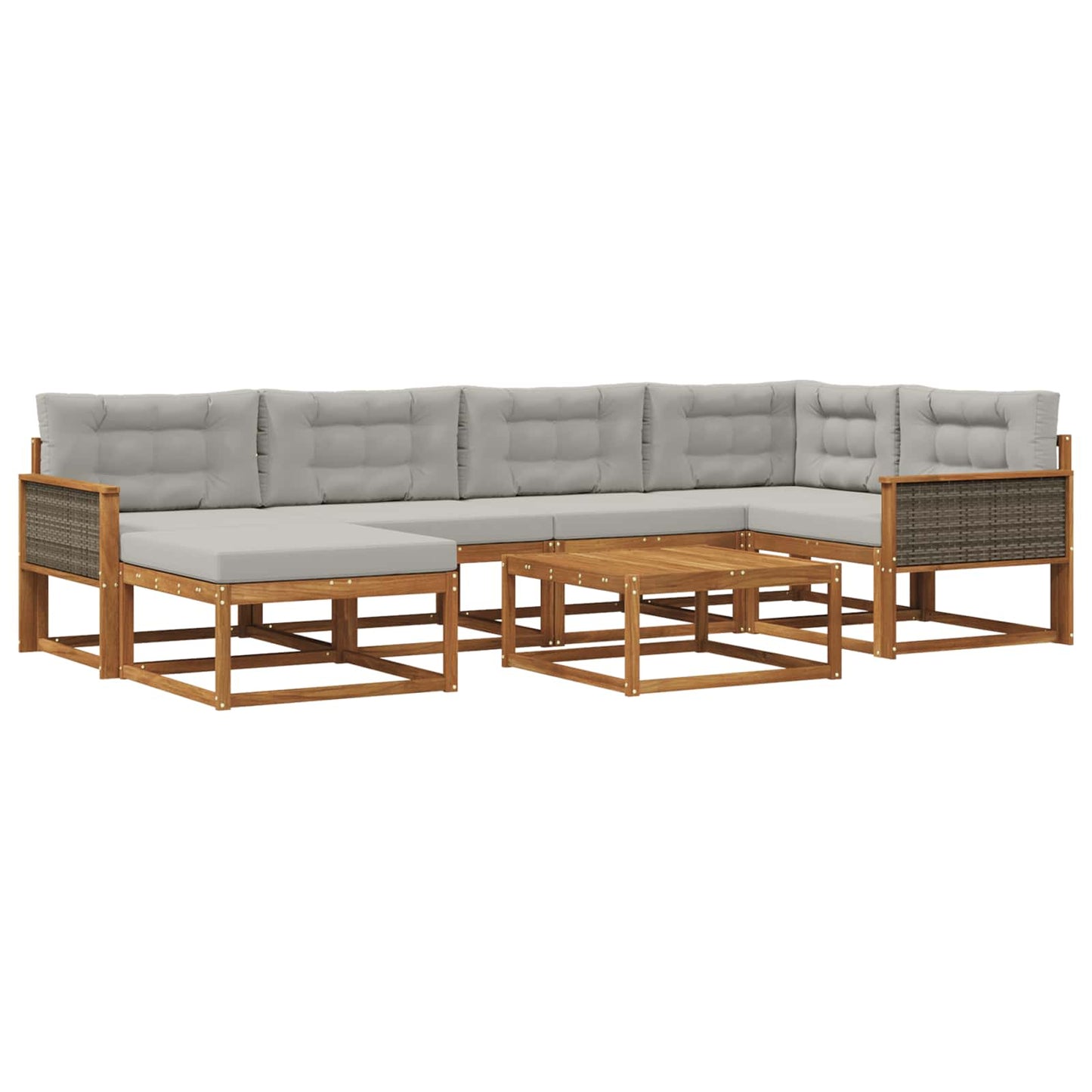 Outdoor-Sofagarnitur mit Kissen 7 pcs Natürlich und Hellgrau
