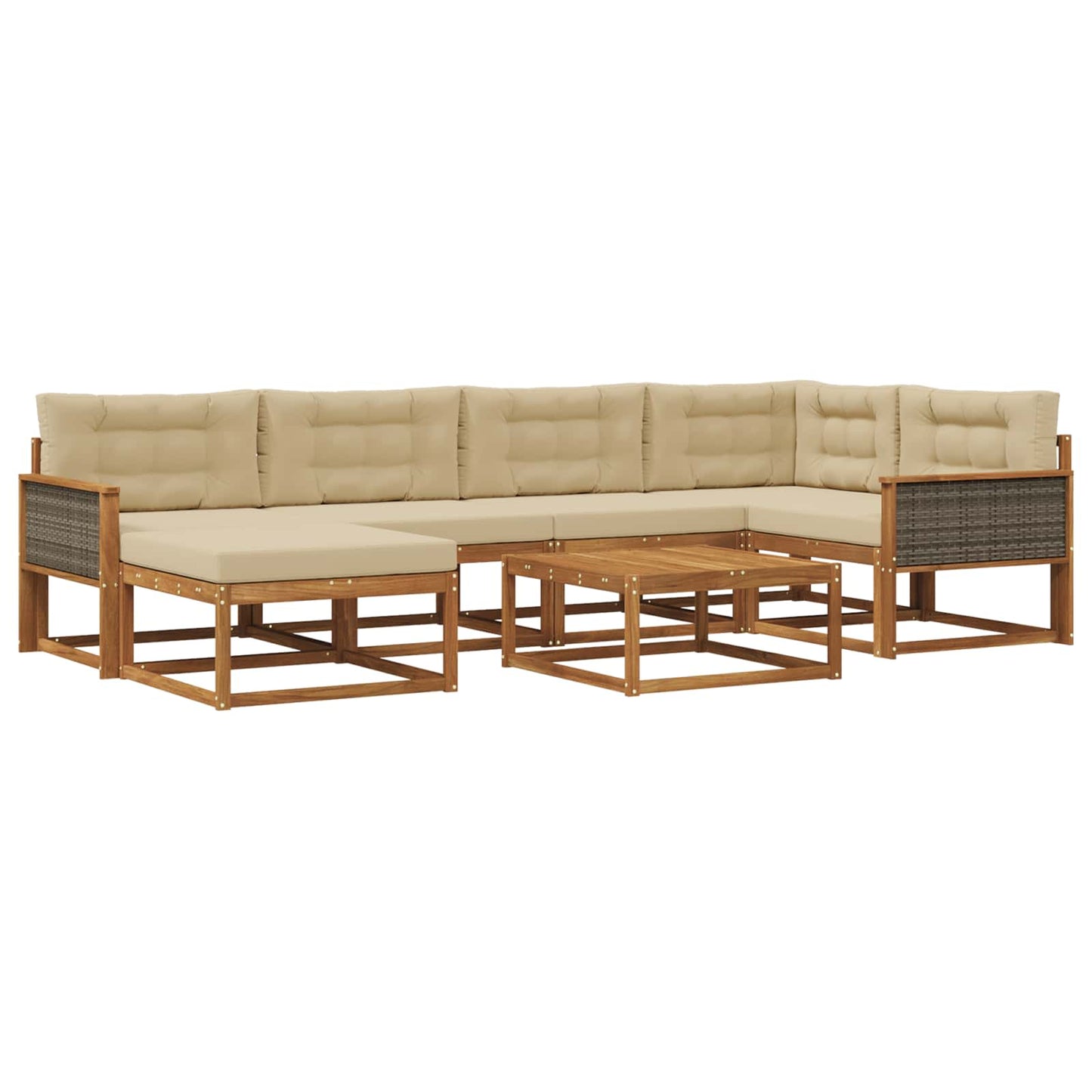 Outdoor-Sofagarnitur mit Kissen 7 pcs Natur und Beige