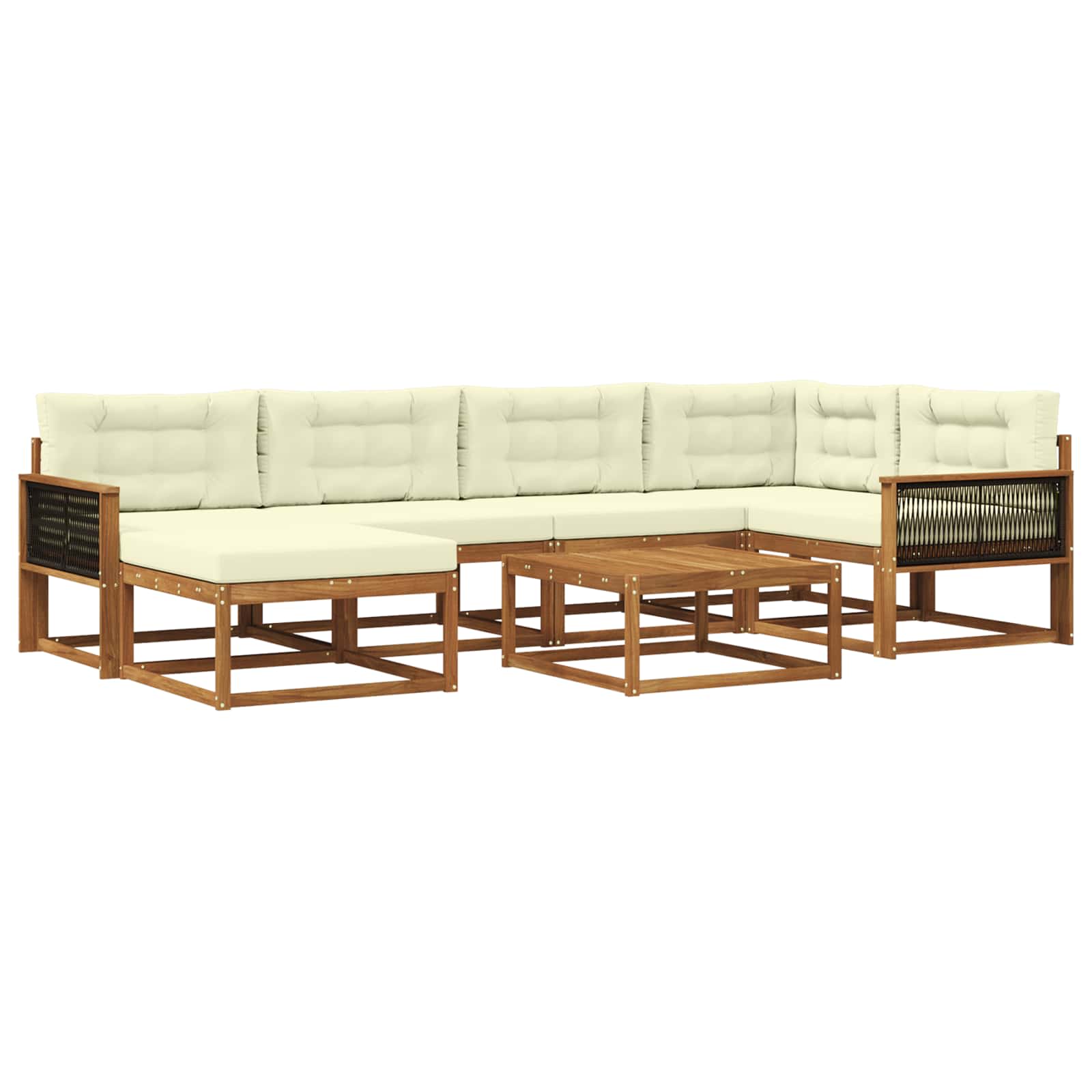 Outdoor-Sofagarnitur mit Kissen 7 pcs Natur und Creme
