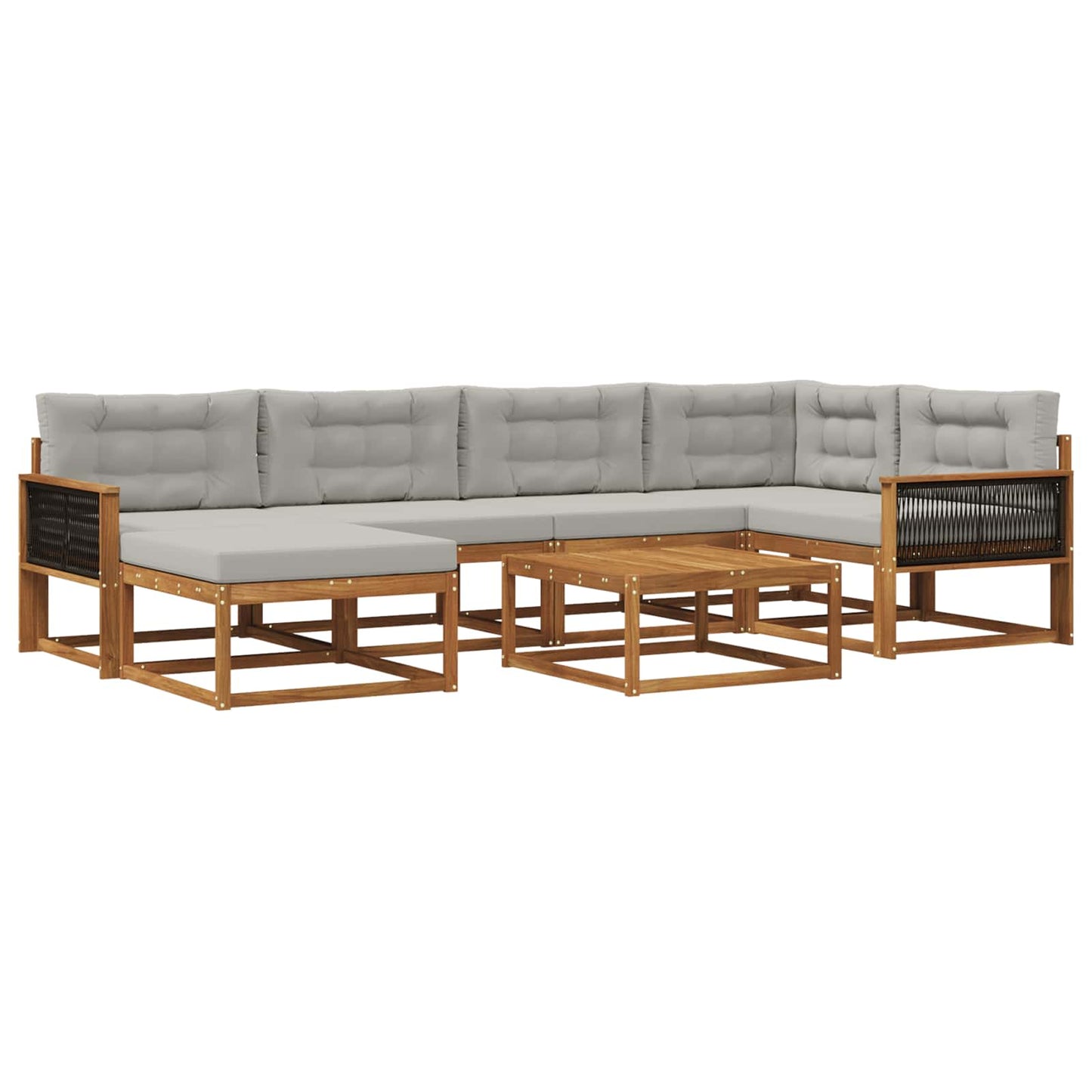 Outdoor-Sofagarnitur mit Kissen 7 pcs Natürlich und Hellgrau
