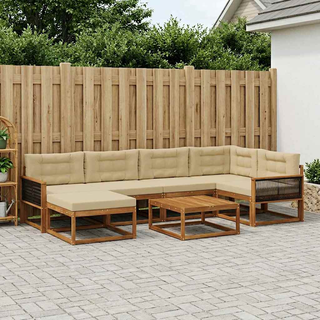 Outdoor-Sofagarnitur mit Kissen 7 pcs Natur und Beige