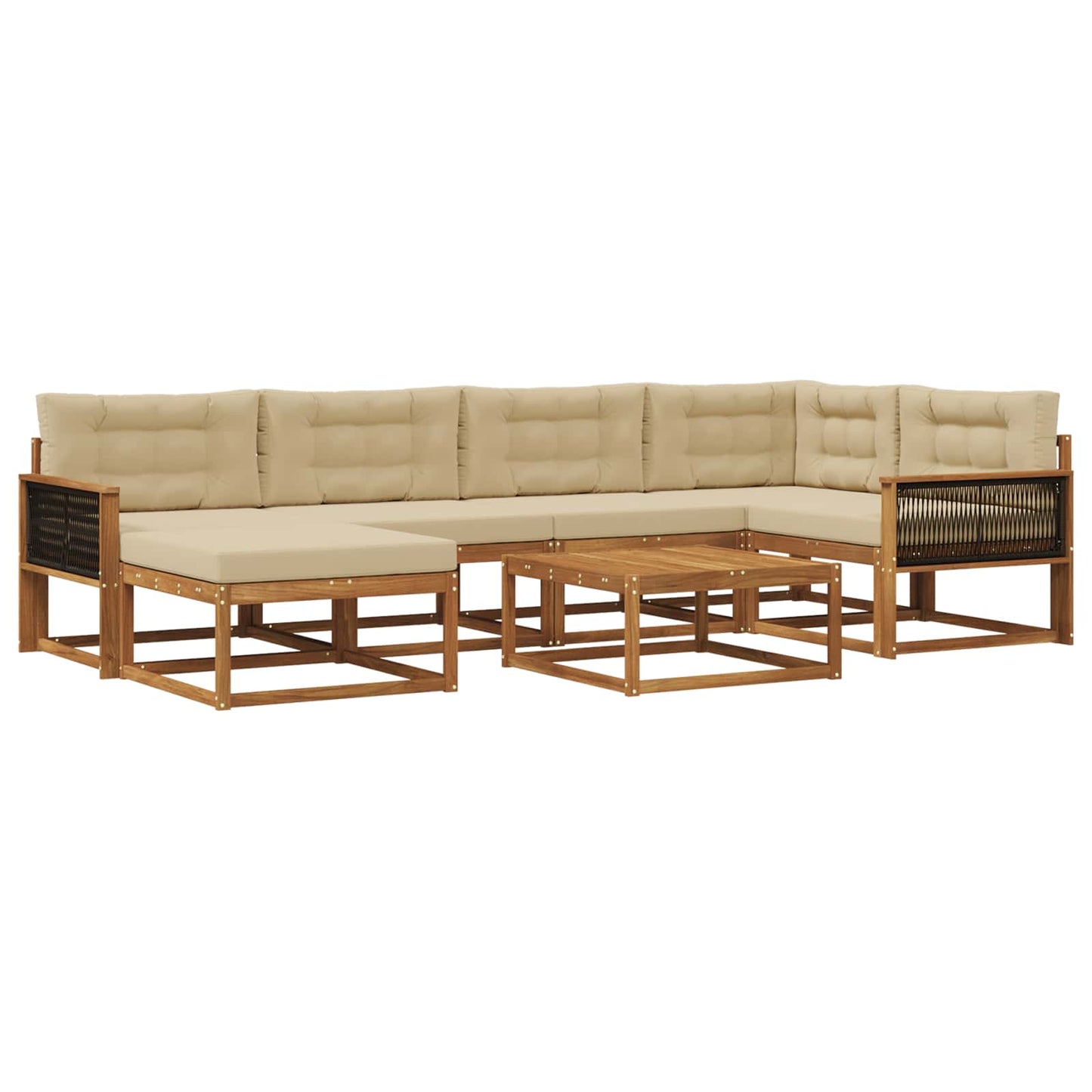 Outdoor-Sofagarnitur mit Kissen 7 pcs Natur und Beige