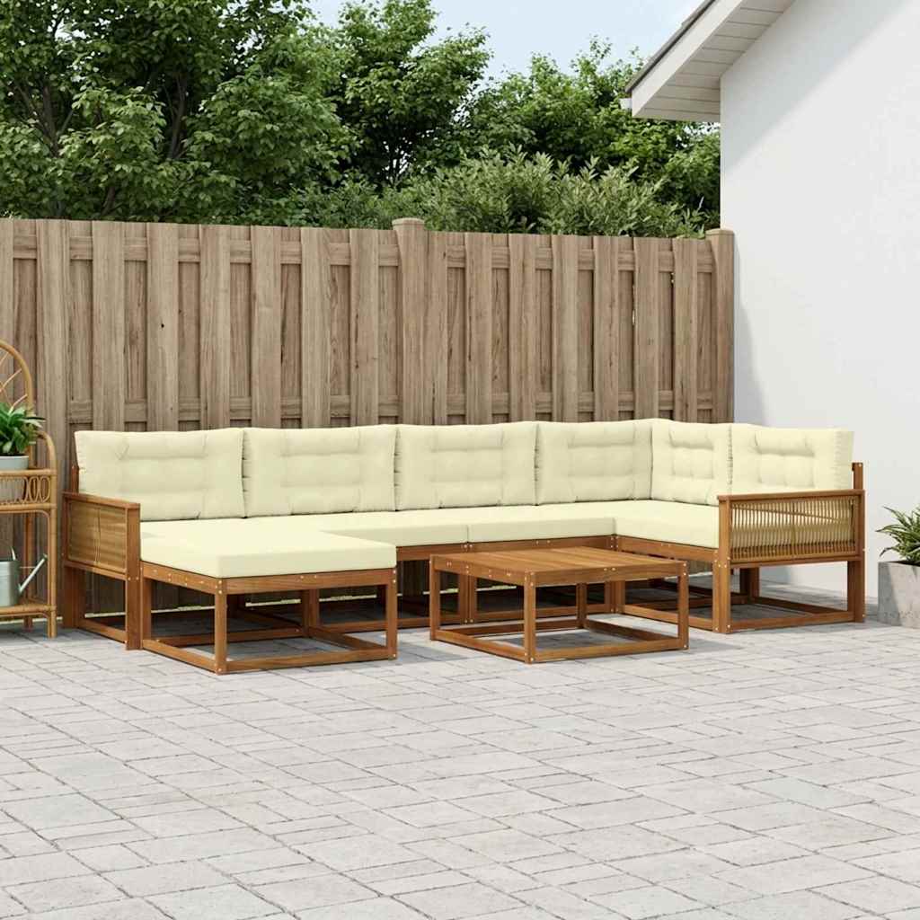 Outdoor-Sofagarnitur mit Kissen 7 pcs Natur und Creme