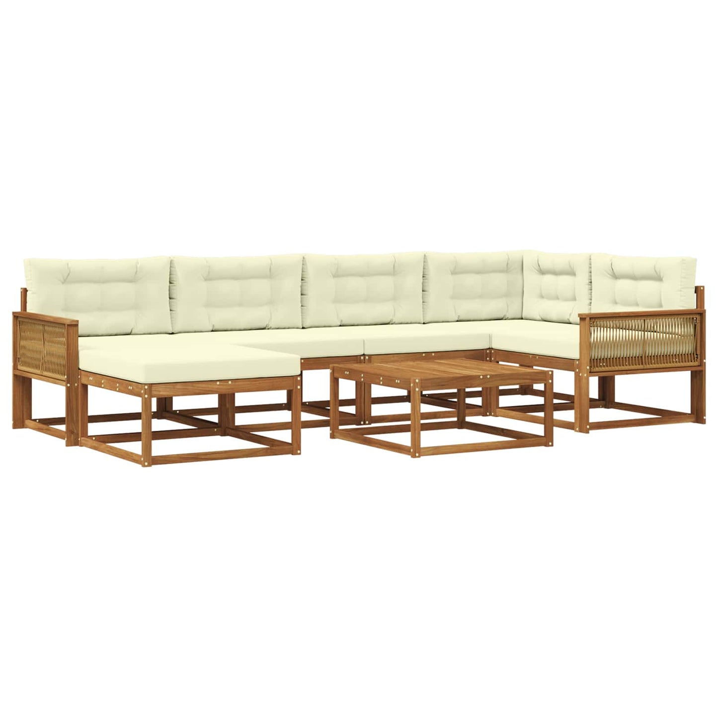 Outdoor-Sofagarnitur mit Kissen 7 pcs Natur und Creme