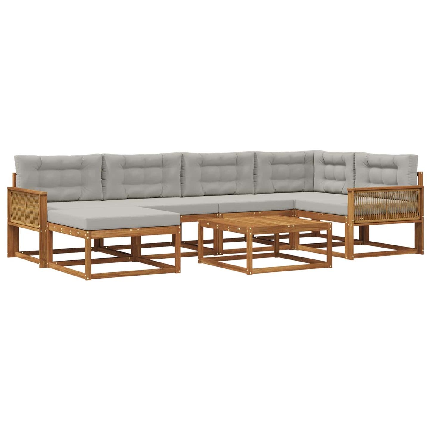Outdoor-Sofagarnitur mit Kissen 7 pcs Natürlich und Hellgrau