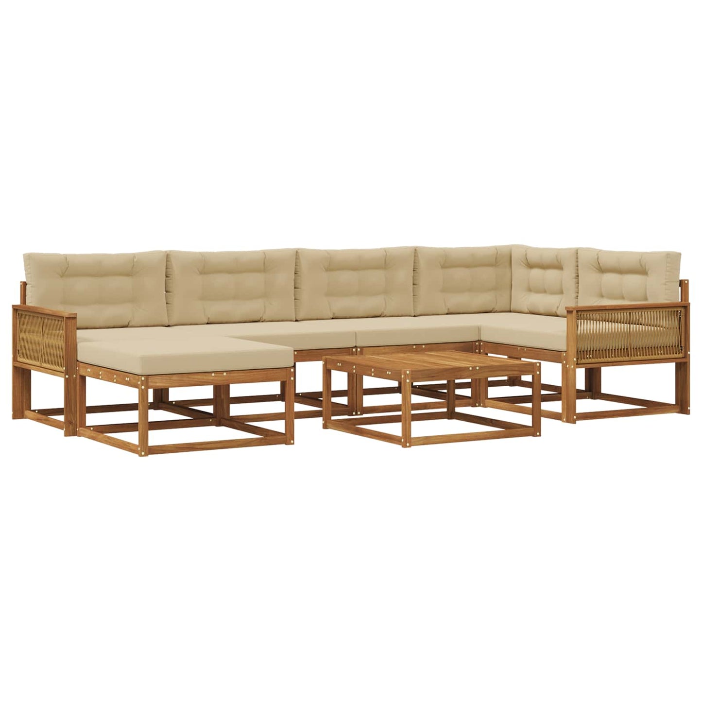 Outdoor-Sofagarnitur mit Kissen 7 pcs Natur und Beige