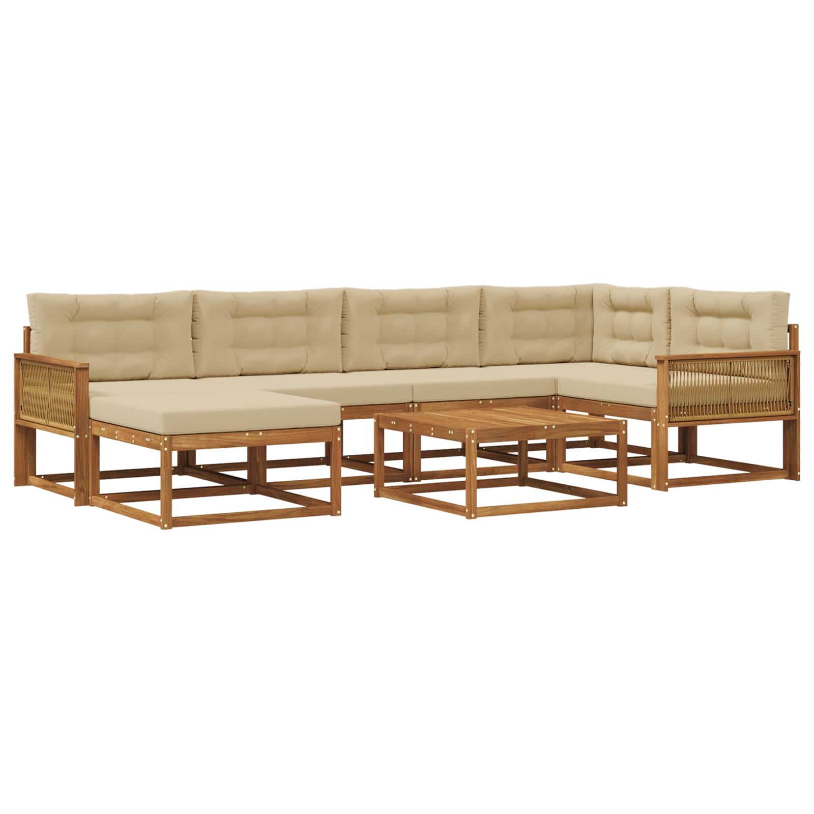 Outdoor-Sofagarnitur mit Kissen 7 pcs Natur und Beige