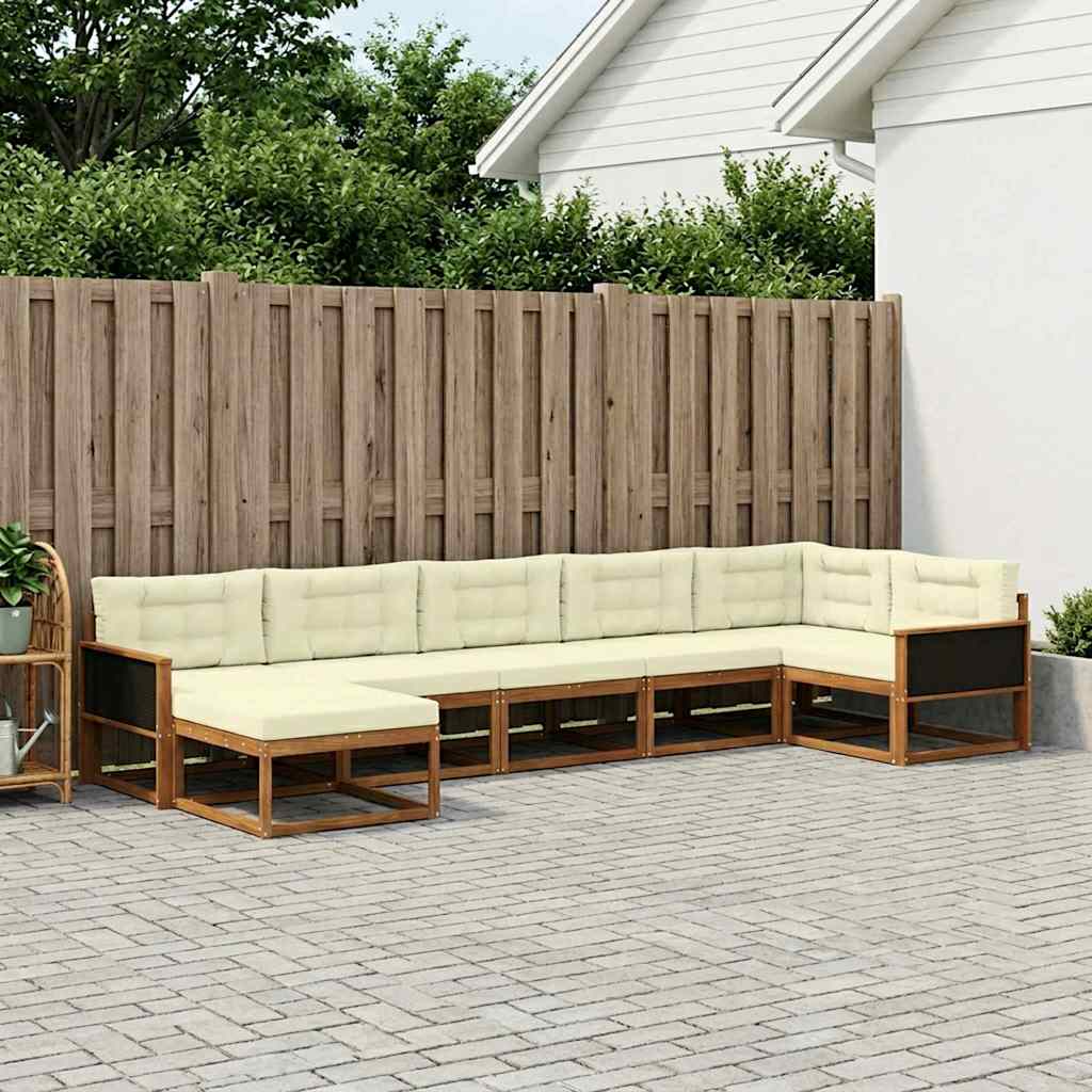 Outdoor-Sofagarnitur 7 stk. Natur und Creme