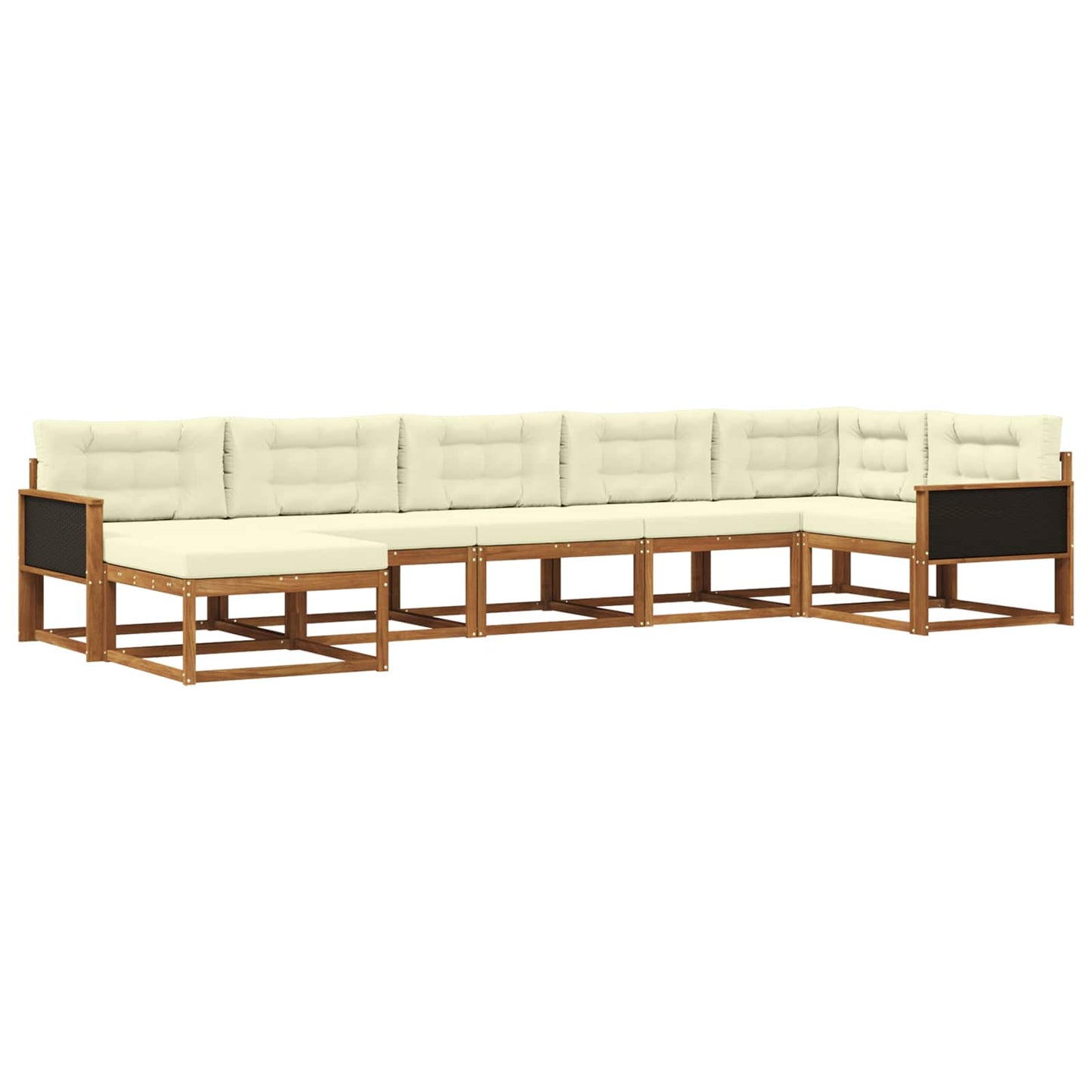 Outdoor-Sofagarnitur 7 stk. Natur und Creme