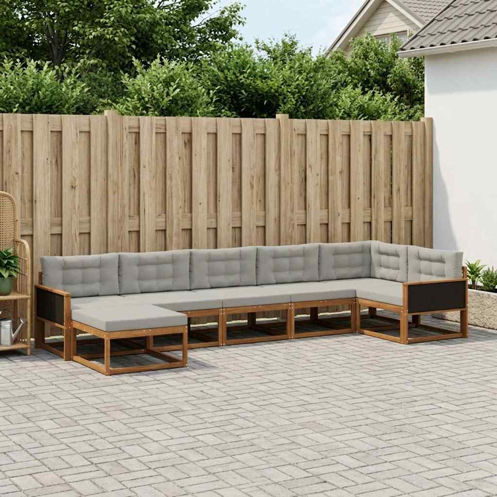 Outdoor-Sofagarnitur mit Kissen 7 pcs Natürlich und Hellgrau