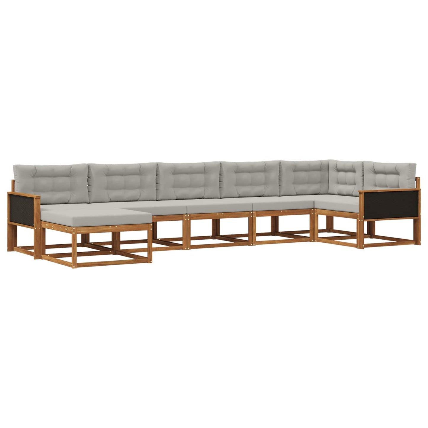 Outdoor-Sofagarnitur mit Kissen 7 pcs Natürlich und Hellgrau