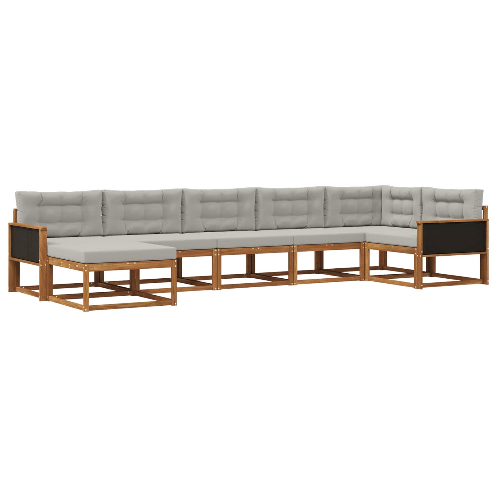 Outdoor-Sofagarnitur mit Kissen 7 pcs Natürlich und Hellgrau