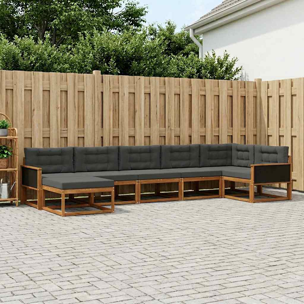 Outdoor-Sofagarnitur 7 stk. Natur und Anthrazit