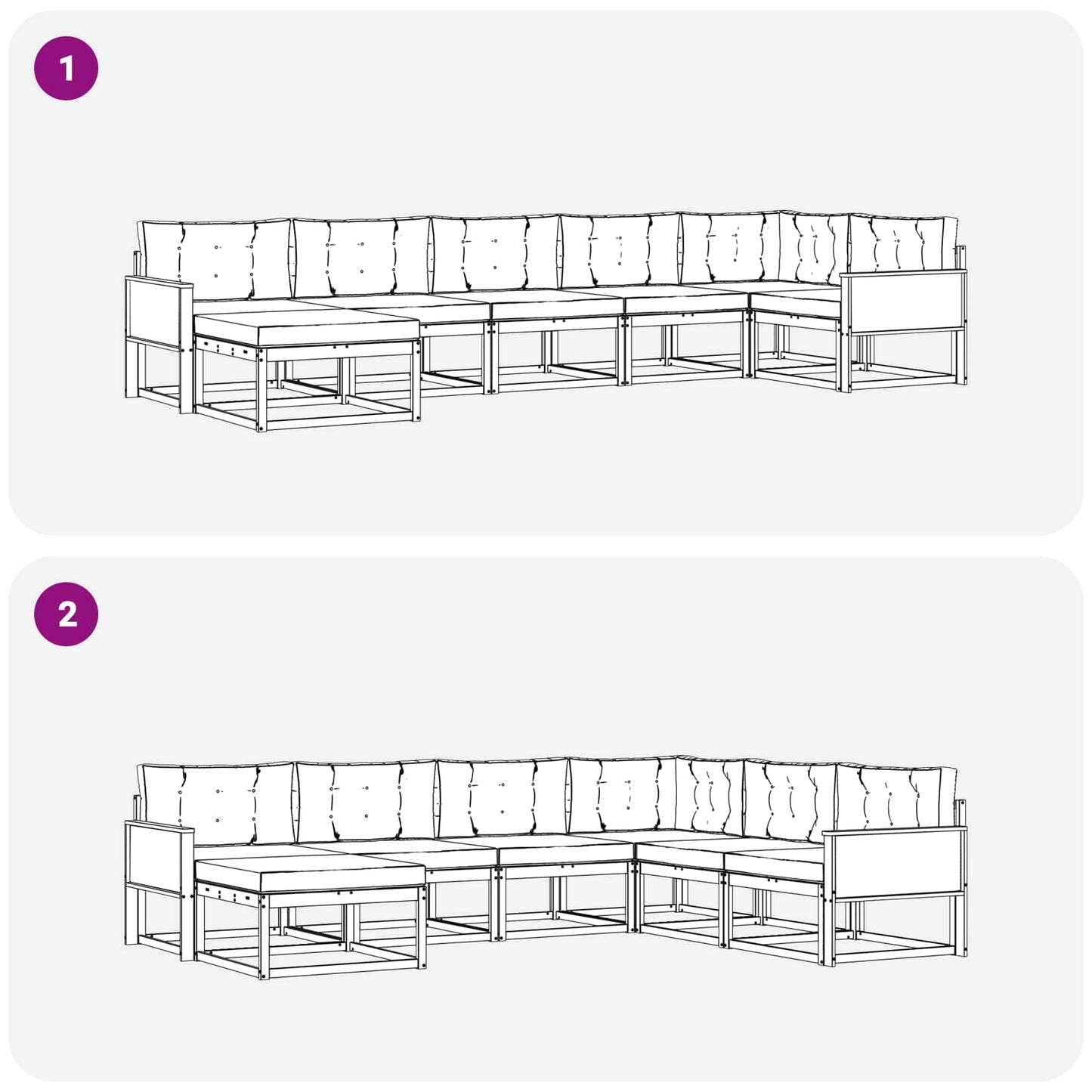 Outdoor-Sofagarnitur 7 stk. Natur und Anthrazit