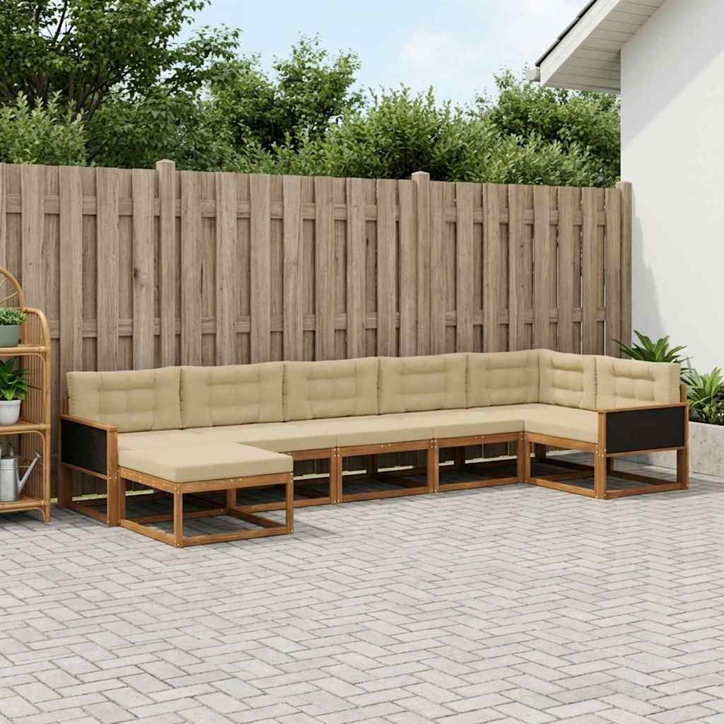 Outdoor-Sofagarnitur mit Kissen 7 pcs Natur und Beige
