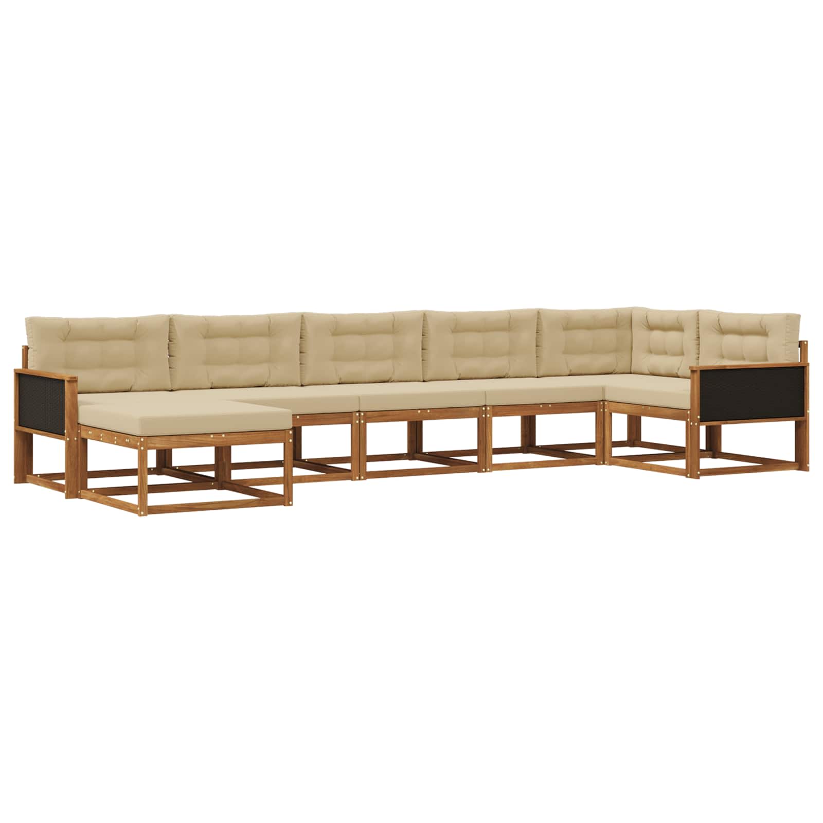 Outdoor-Sofagarnitur mit Kissen 7 pcs Natur und Beige