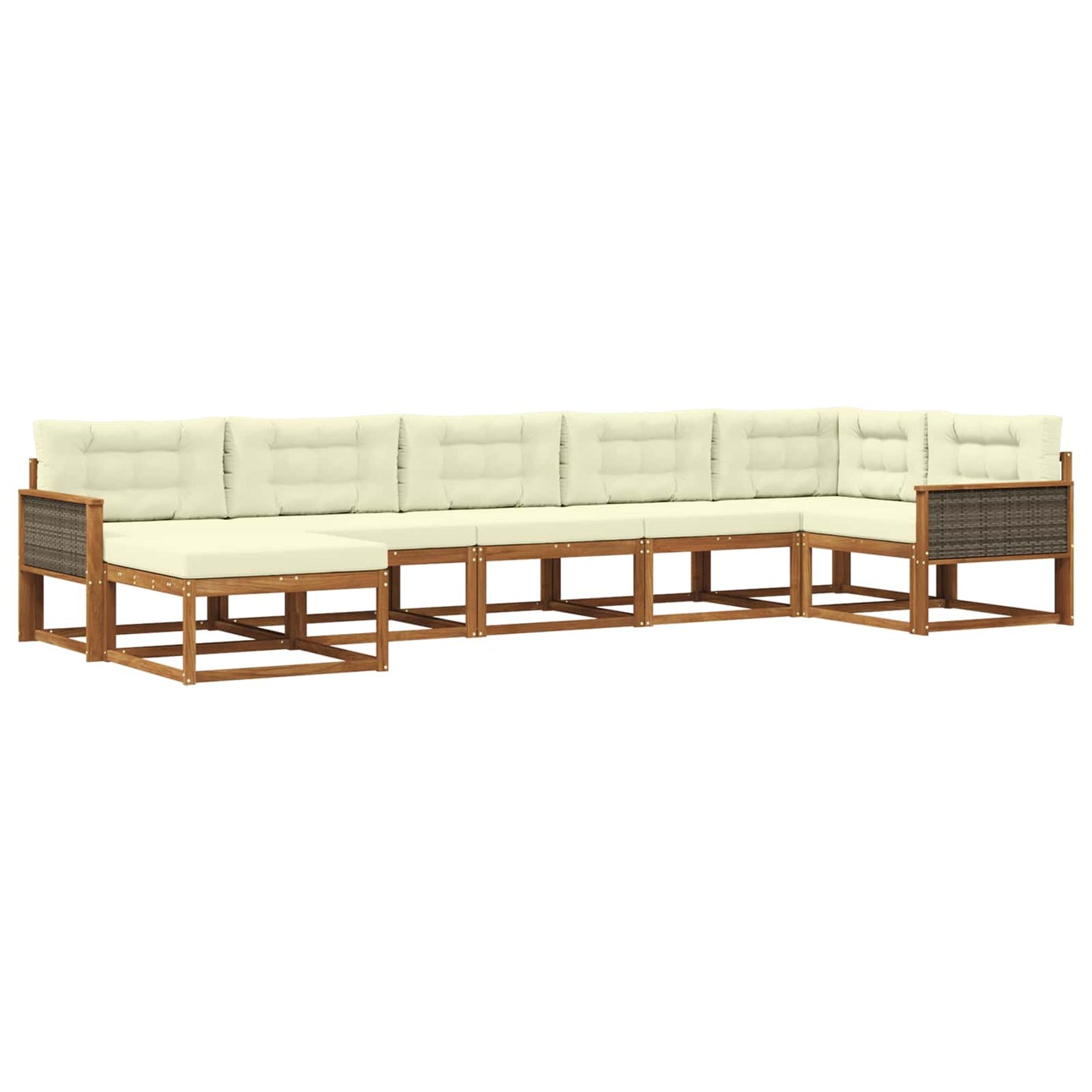 Outdoor-Sofagarnitur mit Kissen 7 pcs Natur und Creme