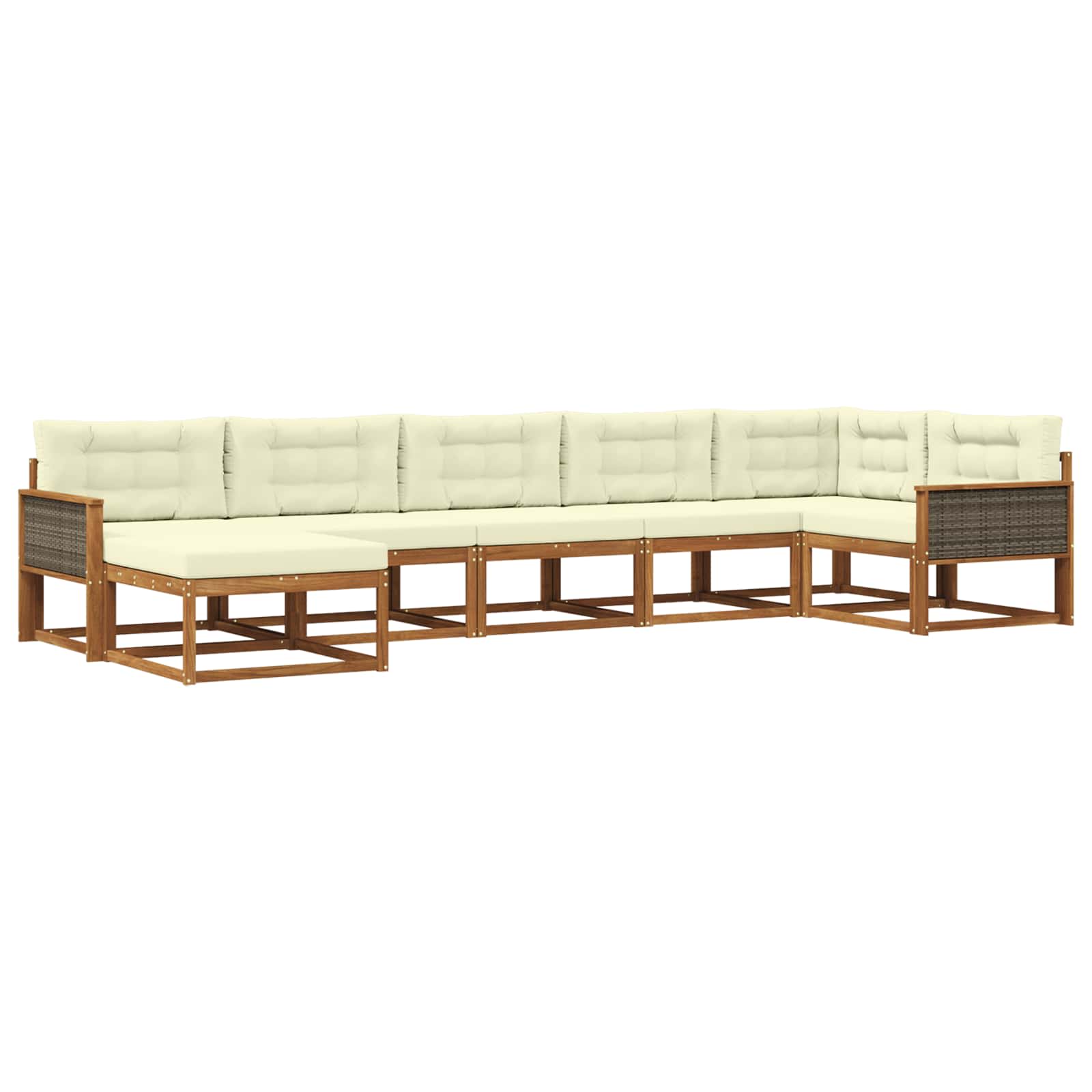 Outdoor-Sofagarnitur mit Kissen 7 pcs Natur und Creme