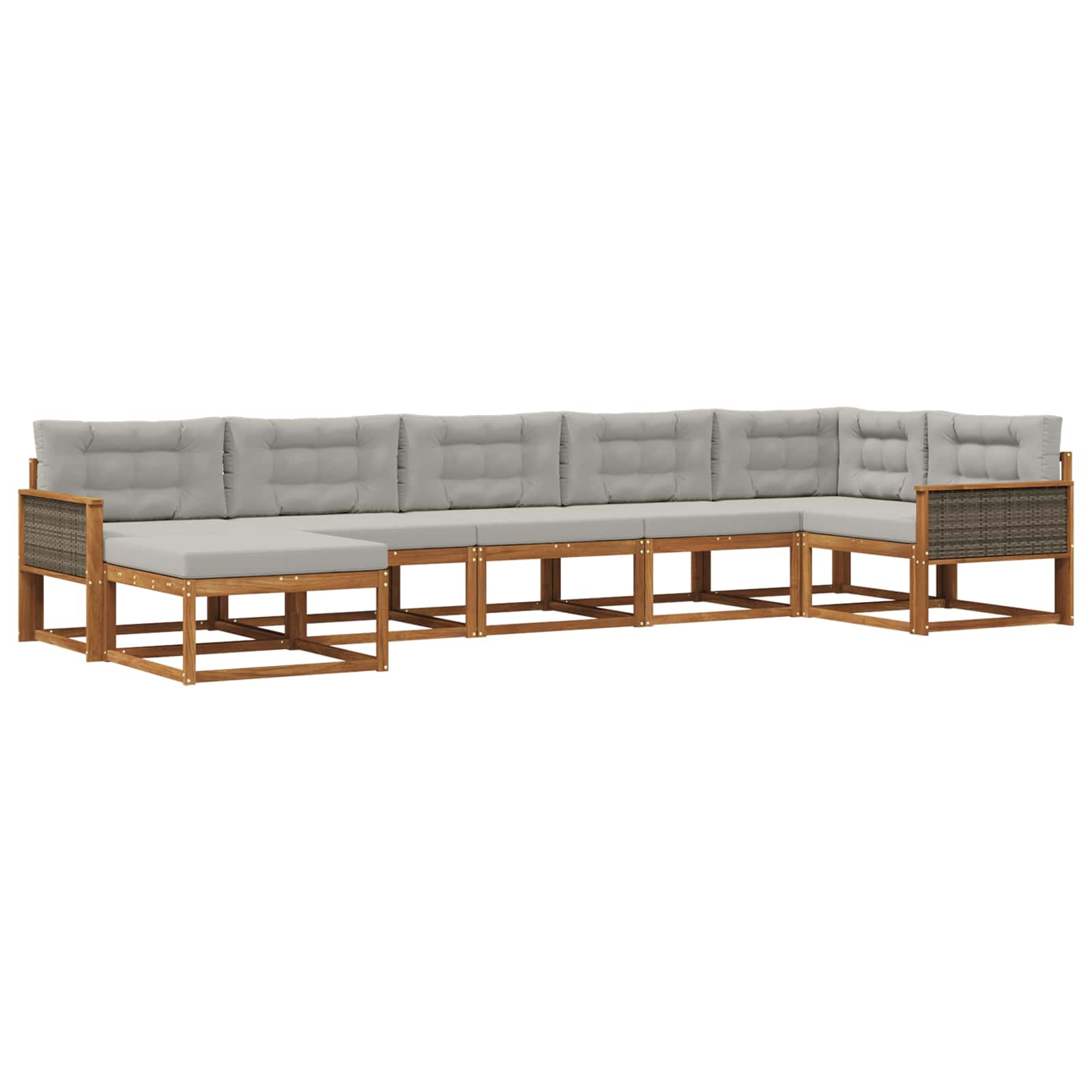 Outdoor-Sofagarnitur mit Kissen 7 pcs Natürlich und Hellgrau