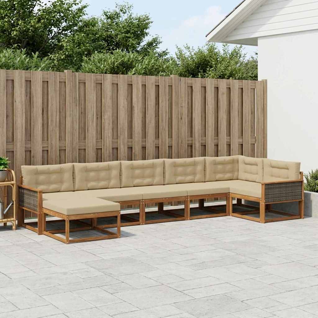 Outdoor-Sofagarnitur 7 stk. Natur und Beige