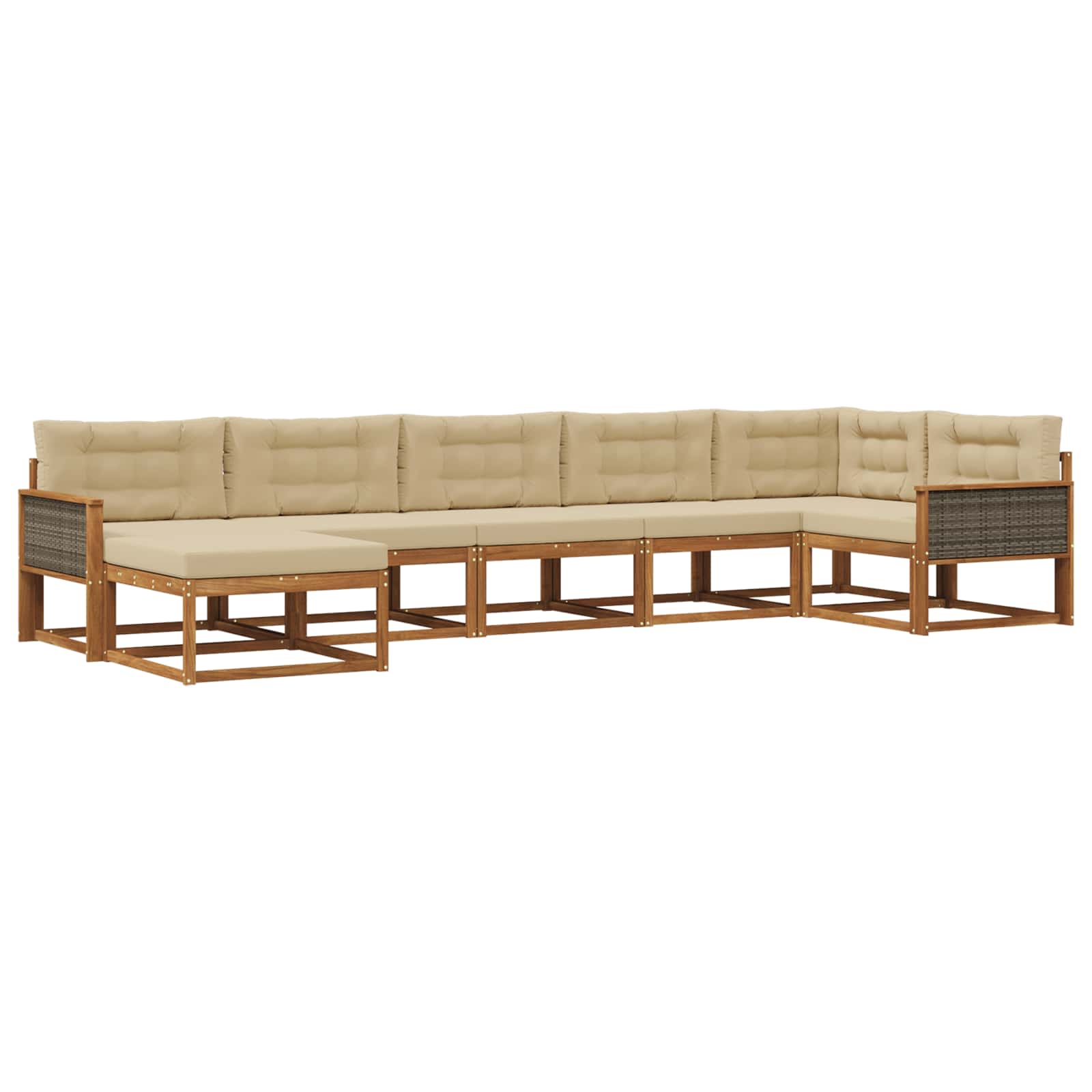Outdoor-Sofagarnitur 7 stk. Natur und Beige