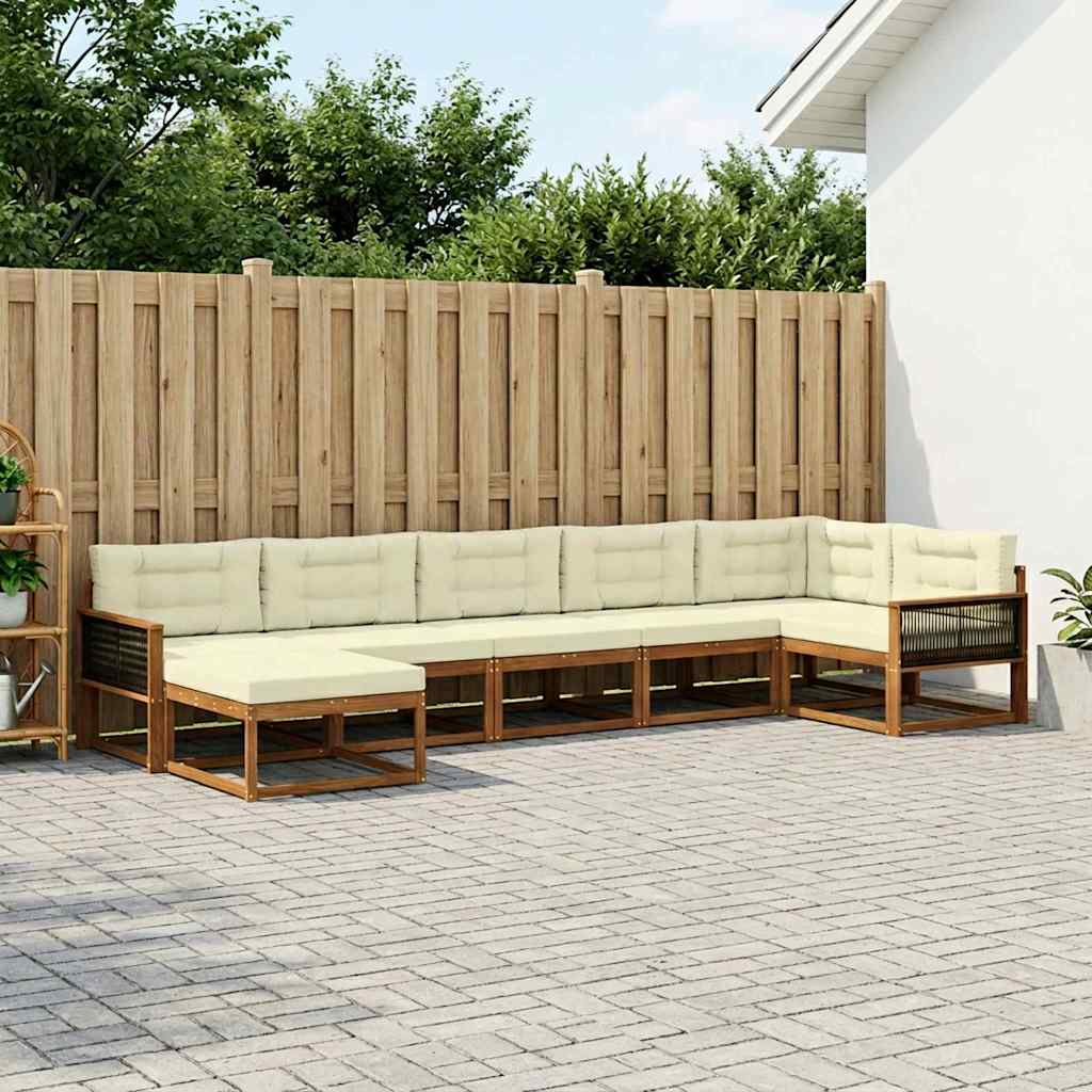 Outdoor-Sofagarnitur mit Kissen 7 pcs Natur und Creme