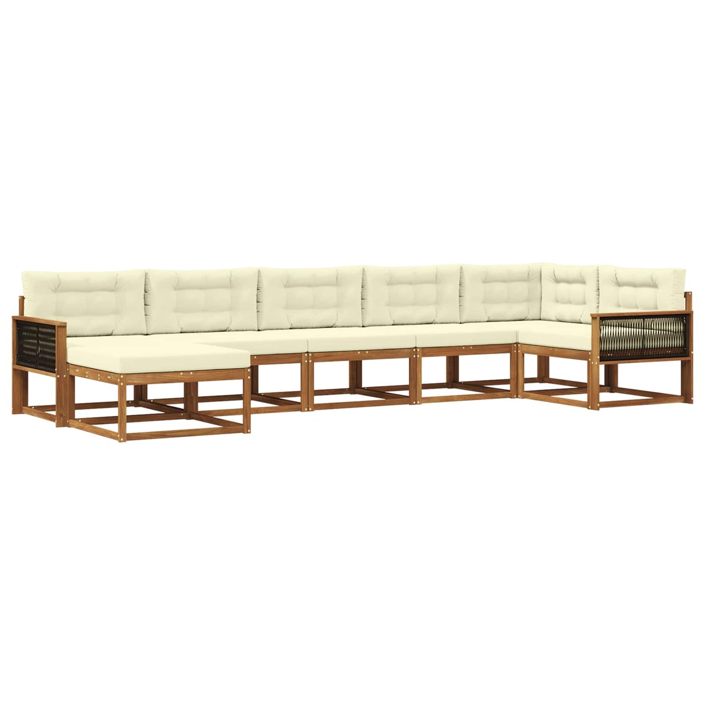 Outdoor-Sofagarnitur mit Kissen 7 pcs Natur und Creme