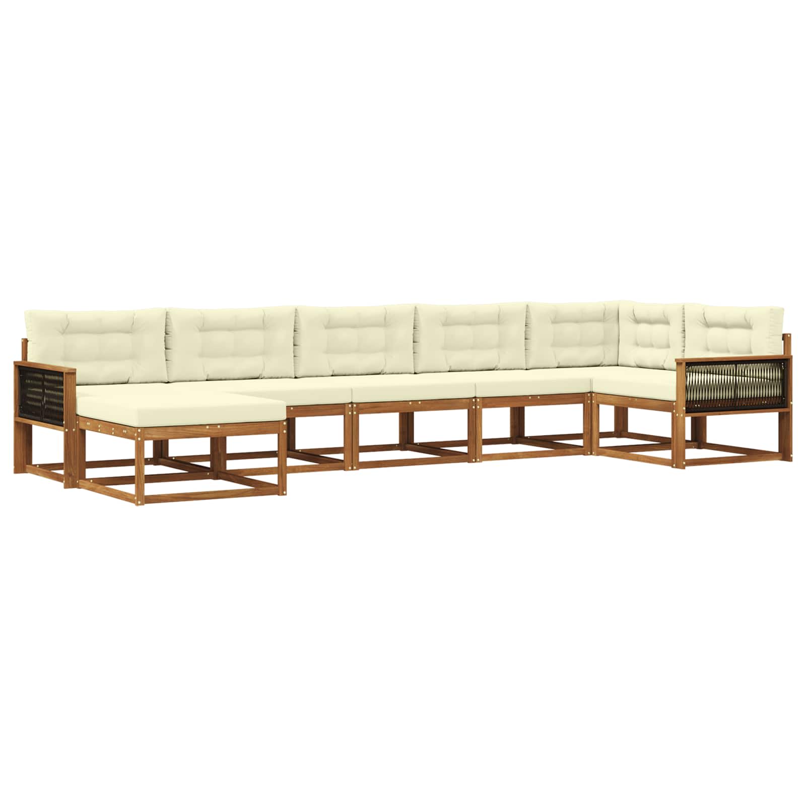 Outdoor-Sofagarnitur mit Kissen 7 pcs Natur und Creme