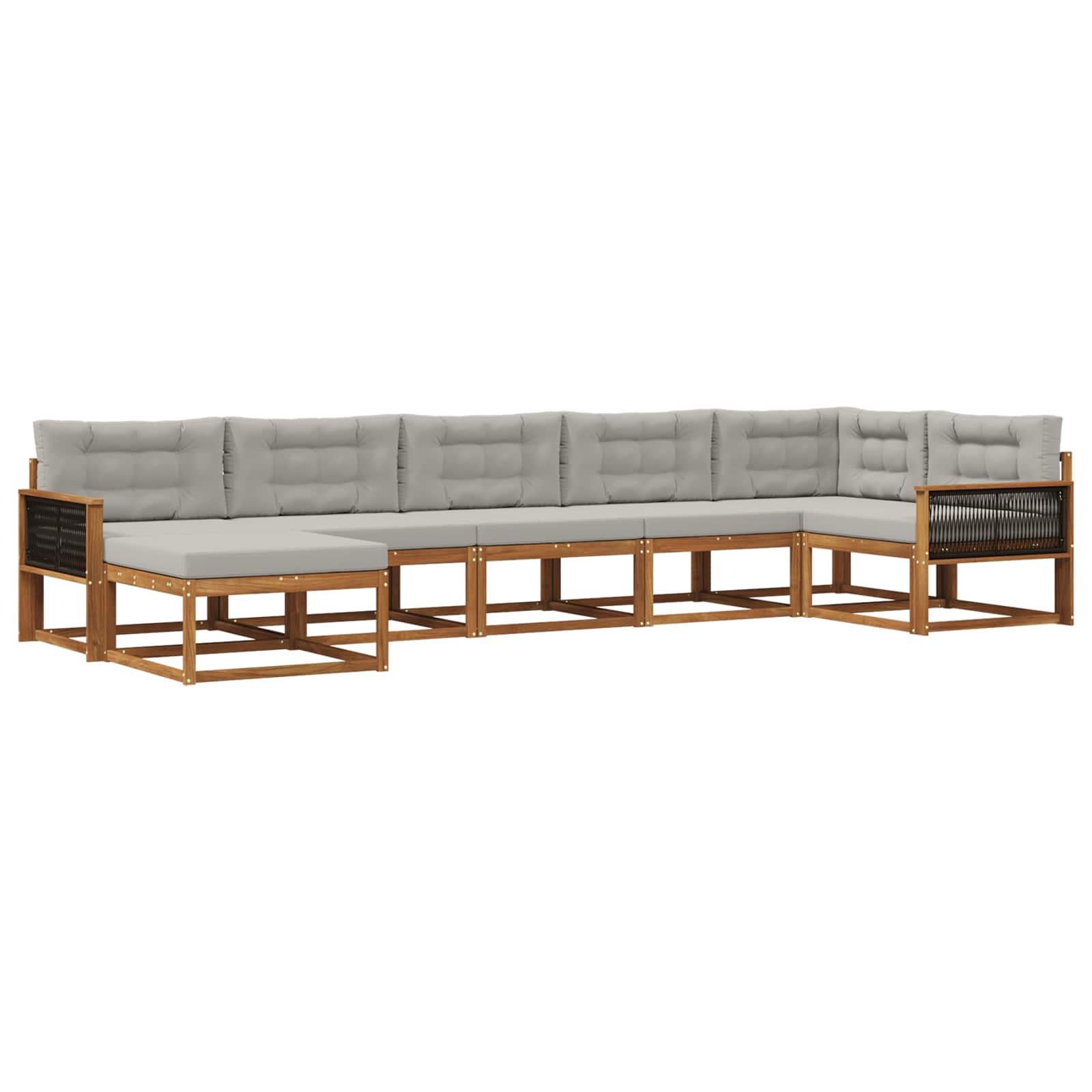 Outdoor-Sofagarnitur mit Kissen 7 pcs Natürlich und Hellgrau