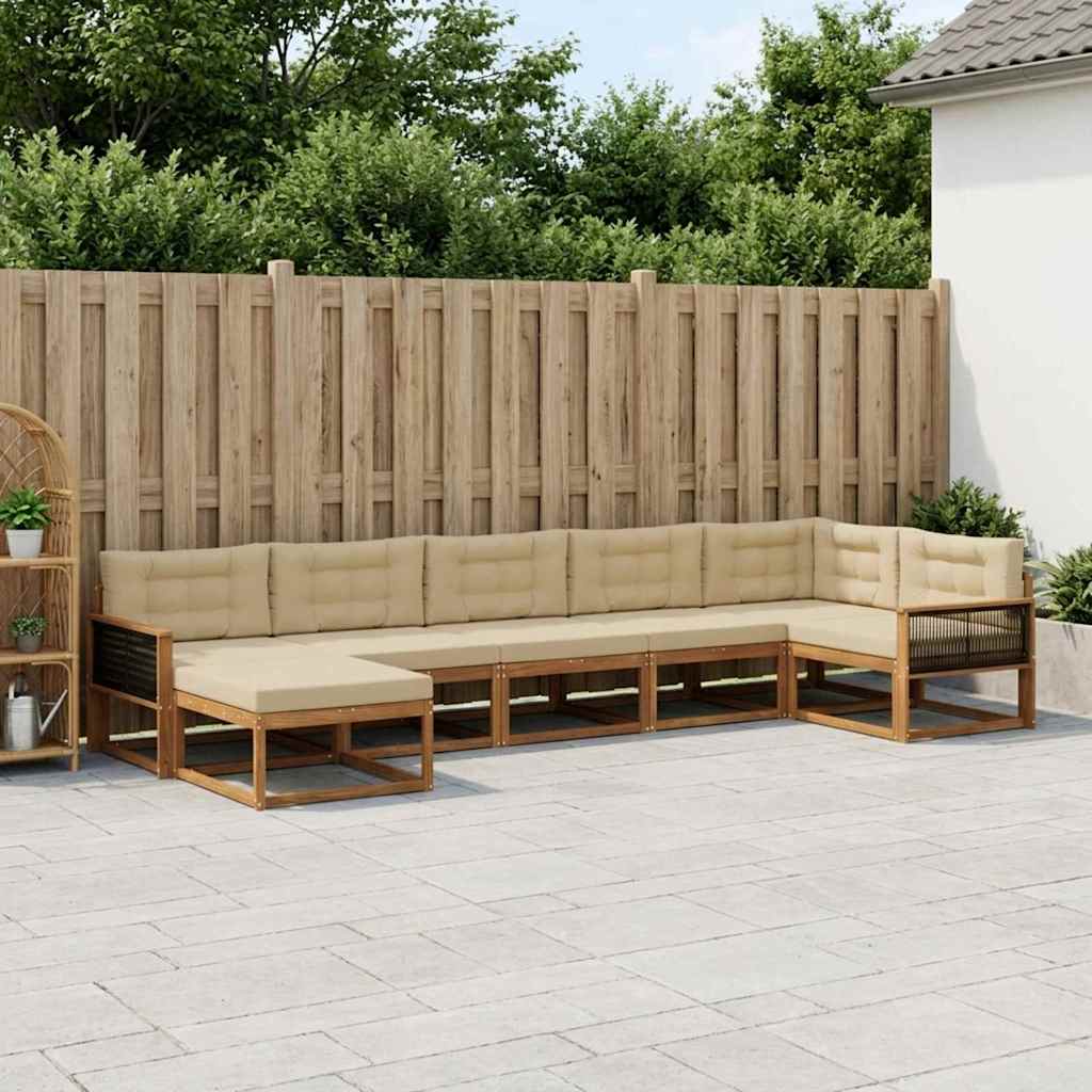 Outdoor-Sofagarnitur 7 stk. Natur und Beige