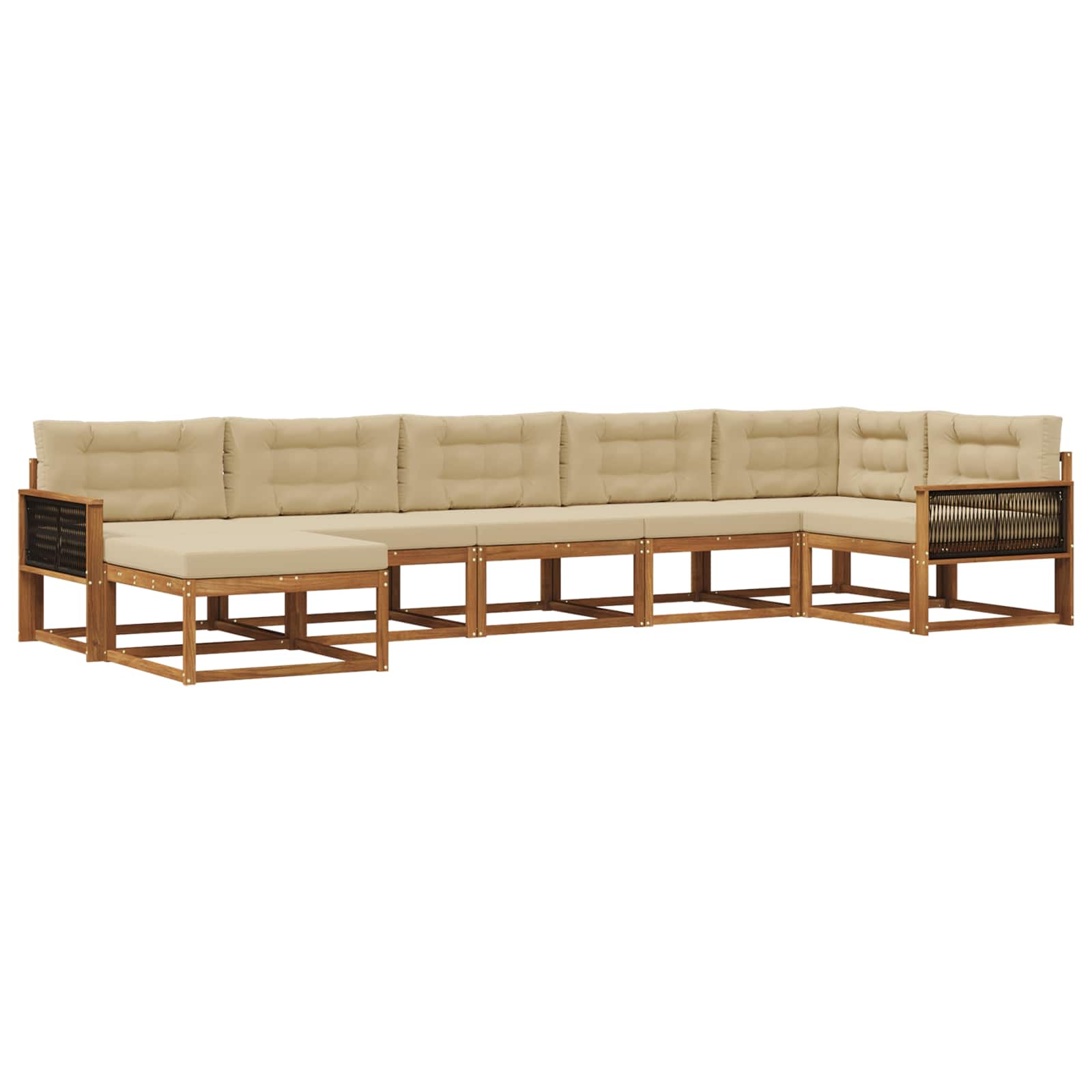 Outdoor-Sofagarnitur 7 stk. Natur und Beige