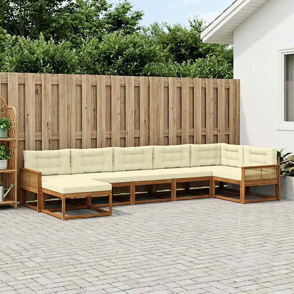 Outdoor-Sofagarnitur 7 stk. Natur und Creme