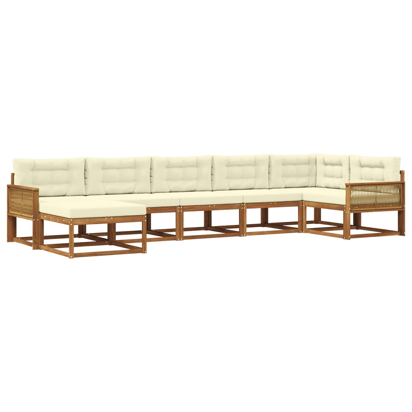 Outdoor-Sofagarnitur 7 stk. Natur und Creme