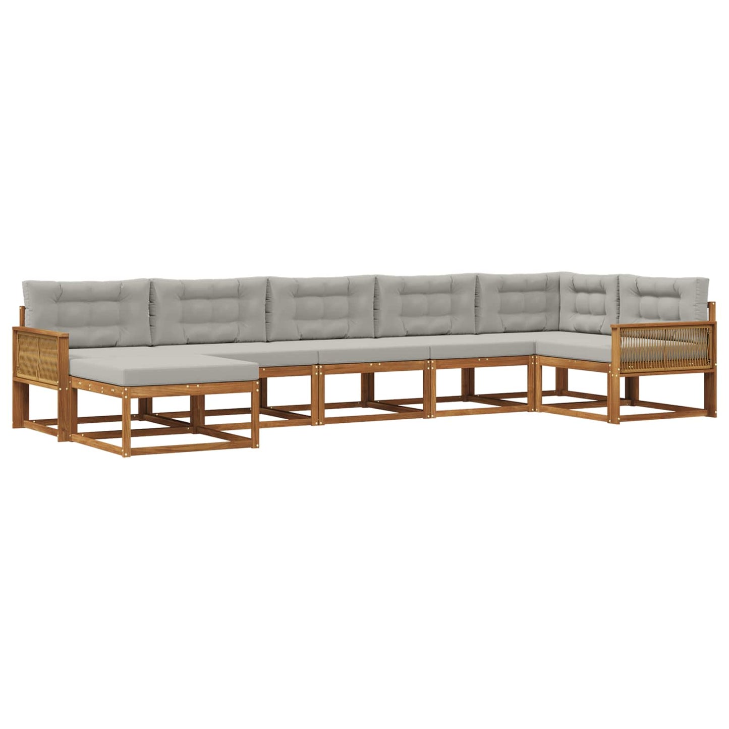 Outdoor-Sofagarnitur mit Kissen 7 pcs Natürlich und Hellgrau