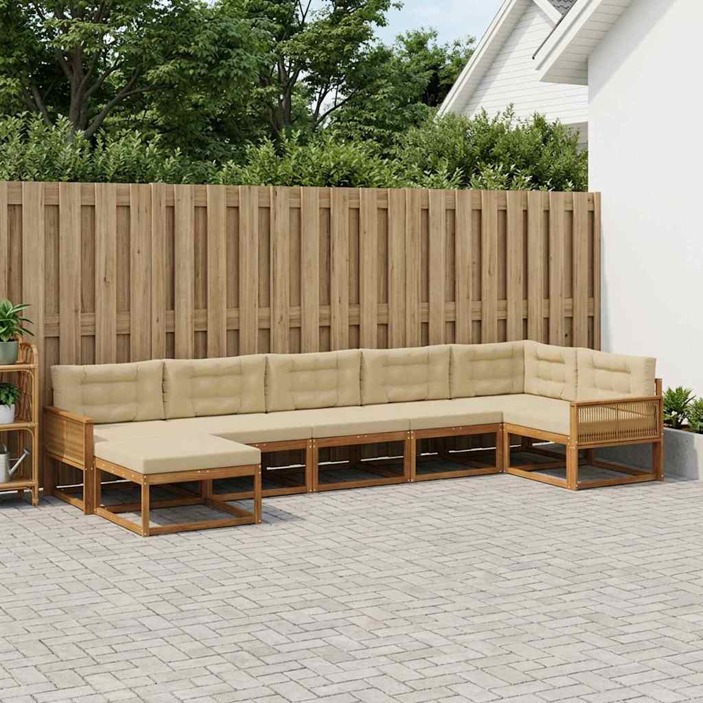 Outdoor-Sofagarnitur mit Kissen 7 pcs Natur und Beige