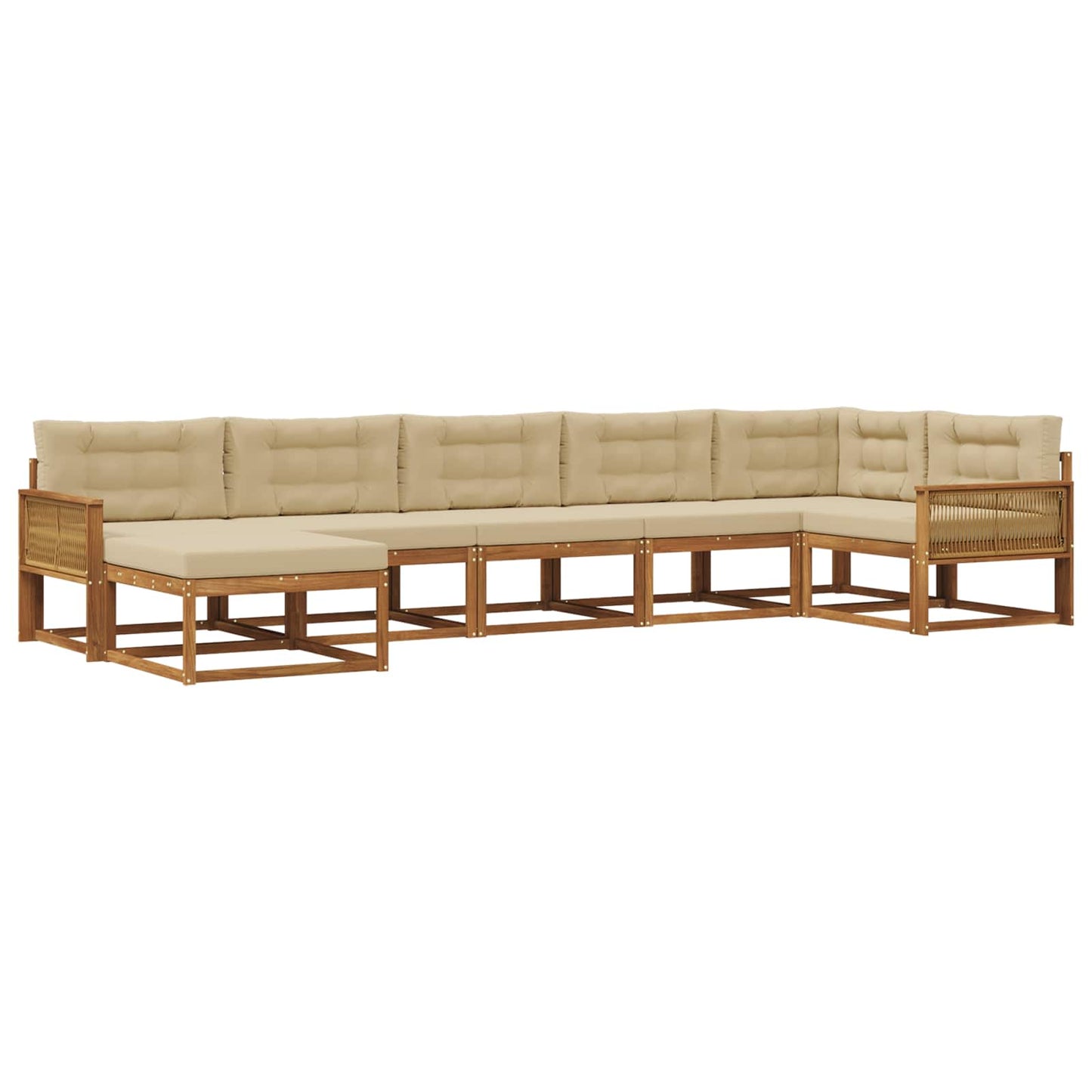 Outdoor-Sofagarnitur mit Kissen 7 pcs Natur und Beige