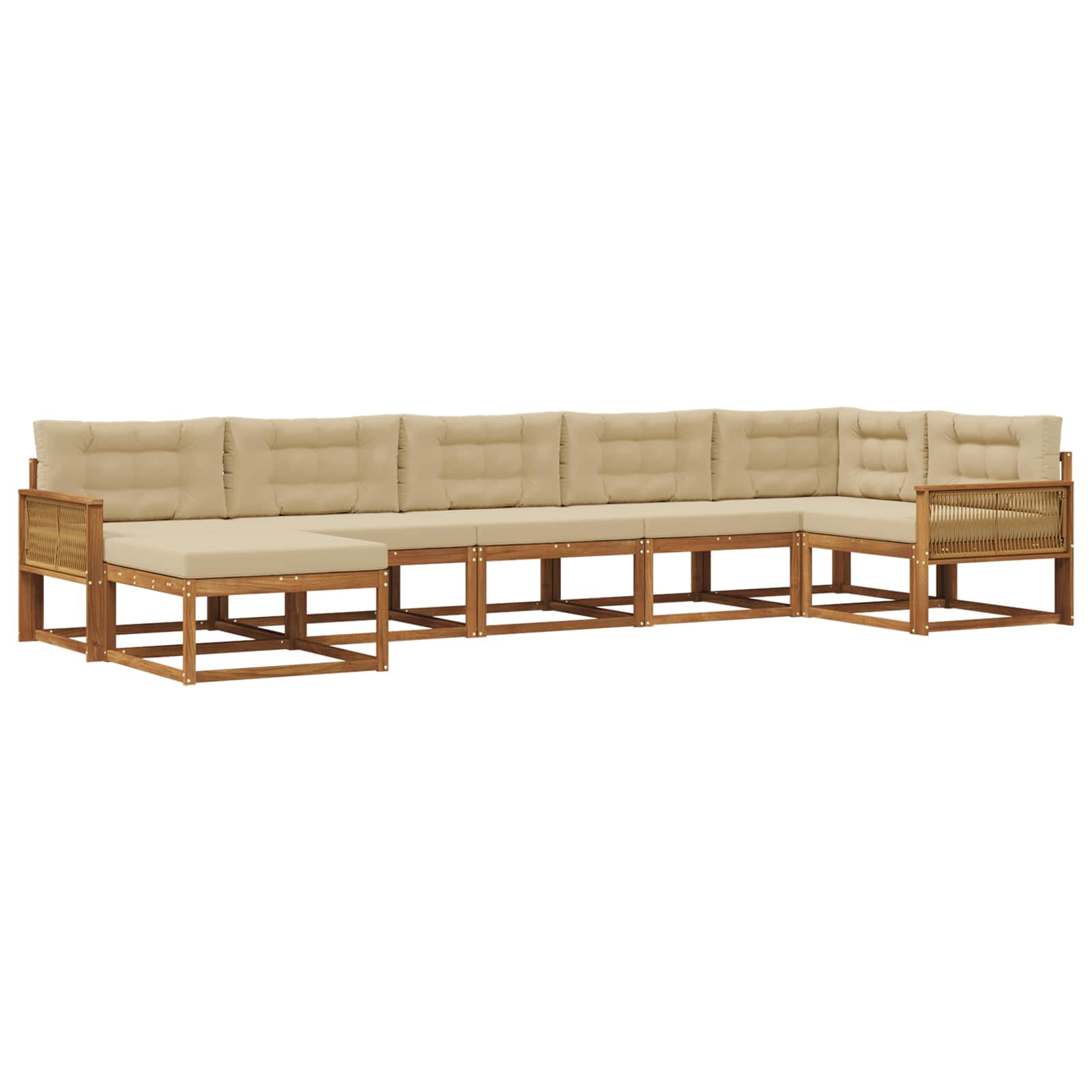 Outdoor-Sofagarnitur mit Kissen 7 pcs Natur und Beige