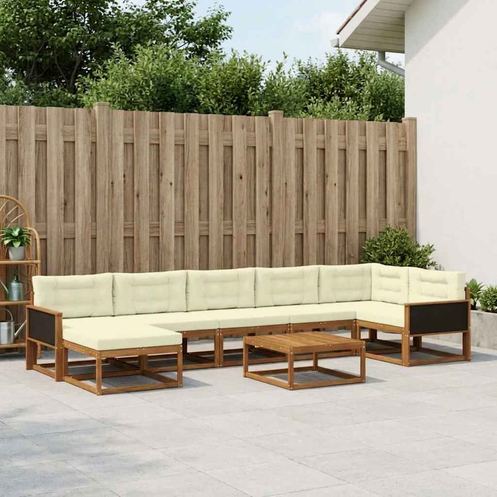 Outdoor-Sofagarnitur mit Kissen 8 pcs Natur und Creme