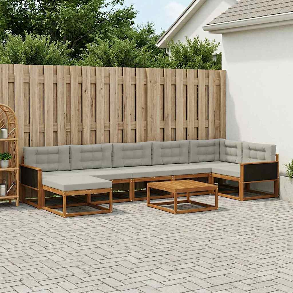 Outdoor-Sofagarnitur mit Kissen 8 pcs Natürlich und Hellgrau