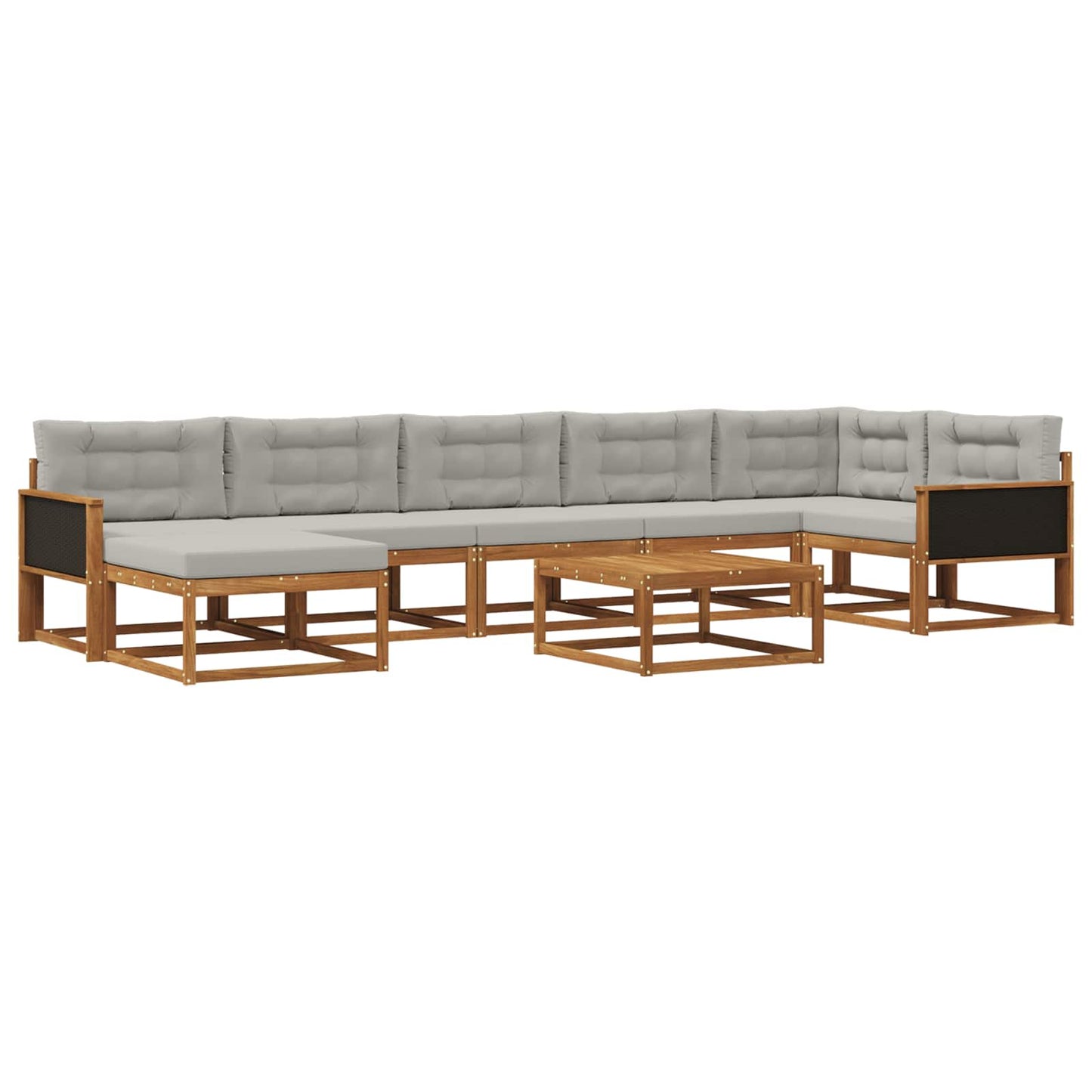 Outdoor-Sofagarnitur mit Kissen 8 pcs Natürlich und Hellgrau