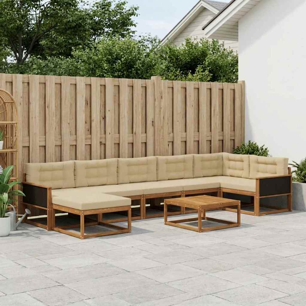 Outdoor-Sofagarnitur mit Kissen 8 pcs Natur und Beige