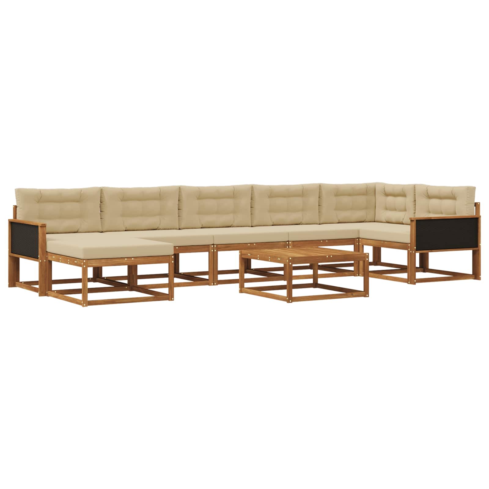 Outdoor-Sofagarnitur mit Kissen 8 pcs Natur und Beige
